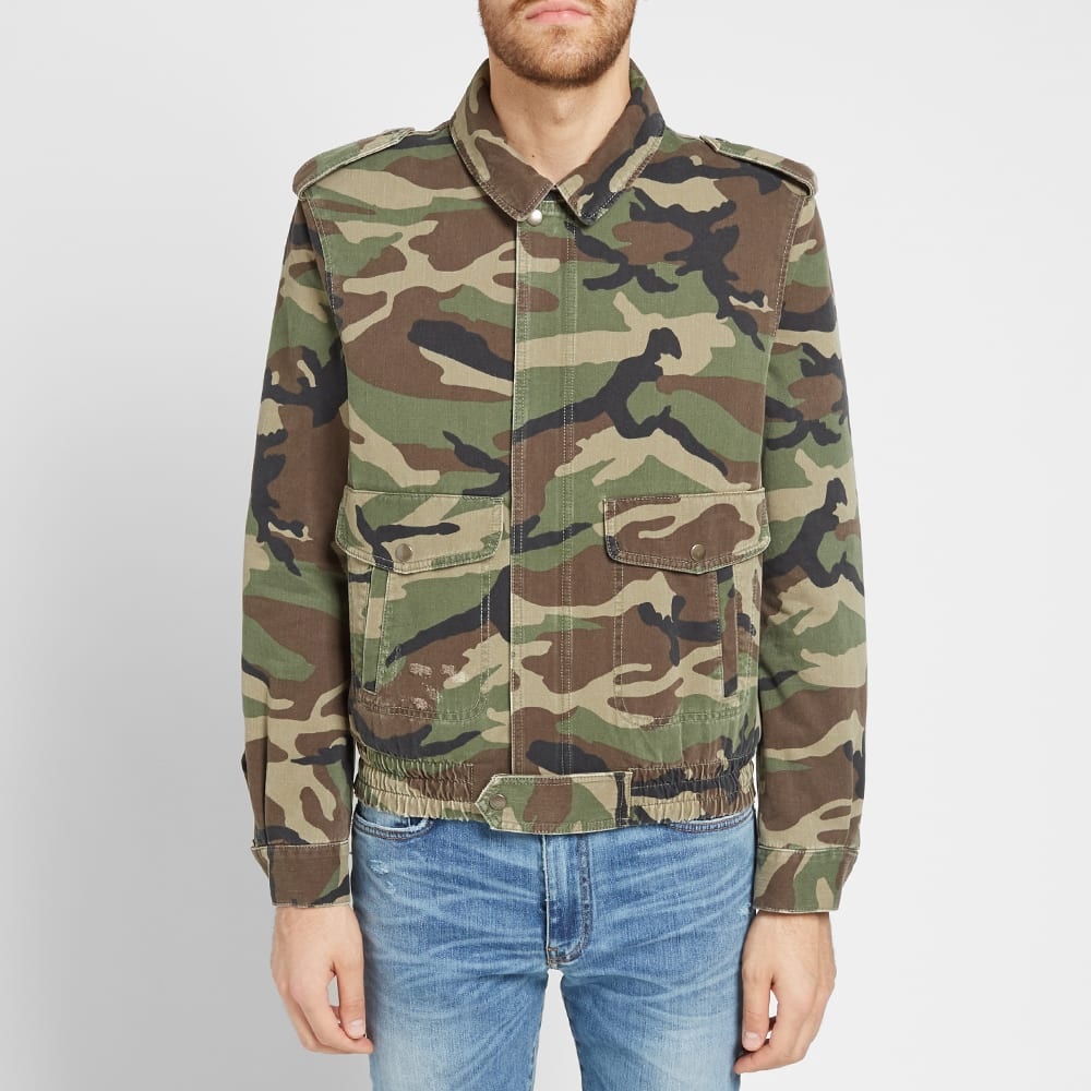 Saint Laurent Vintage Camo Shearling Aviator Jacket - 5