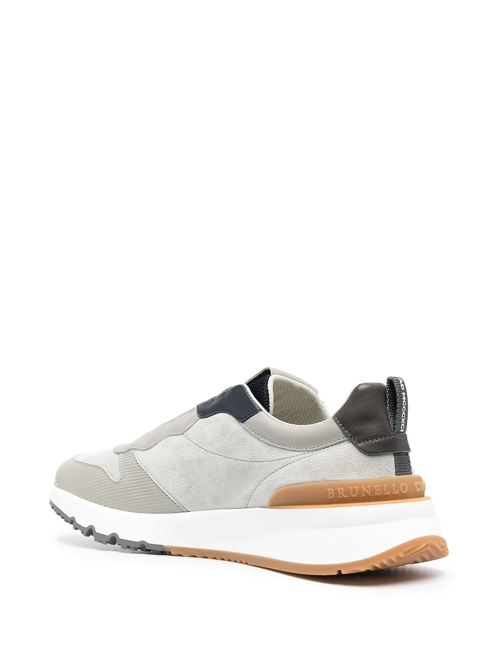 panelled low-top leather sneakers - 3