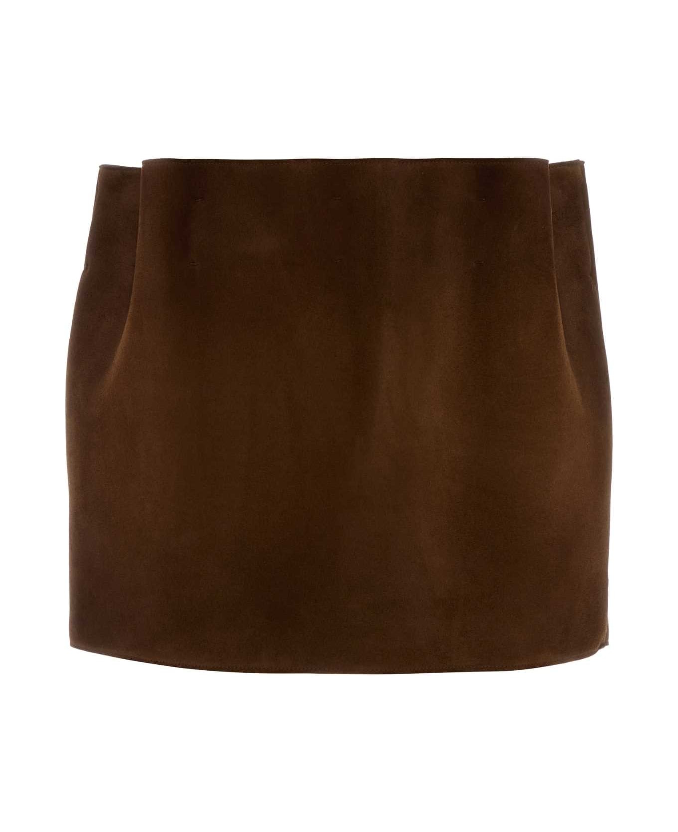 Brown Suede Mini Skirt - 1