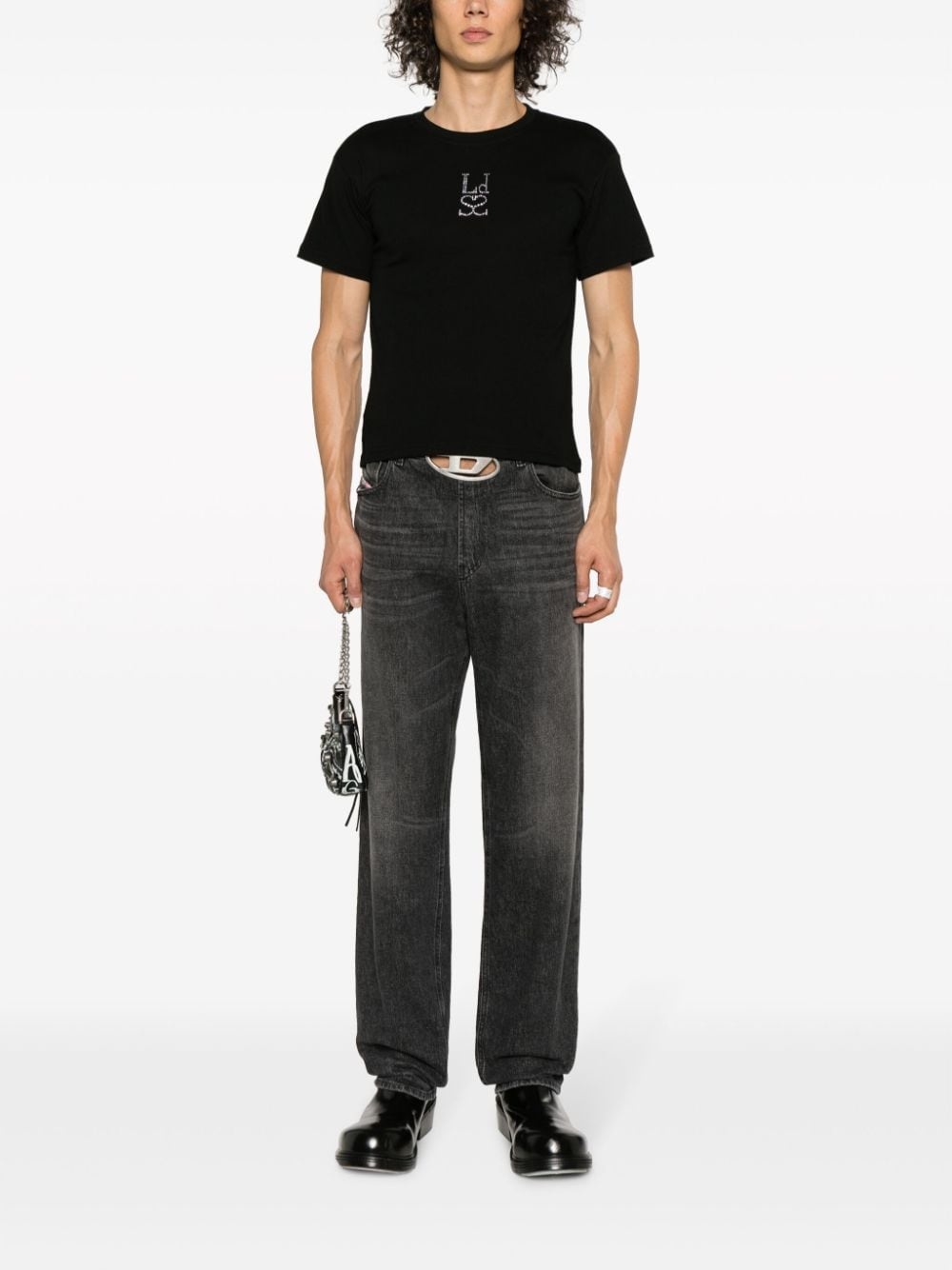 logo-embellished organic cotton T-shirt - 3
