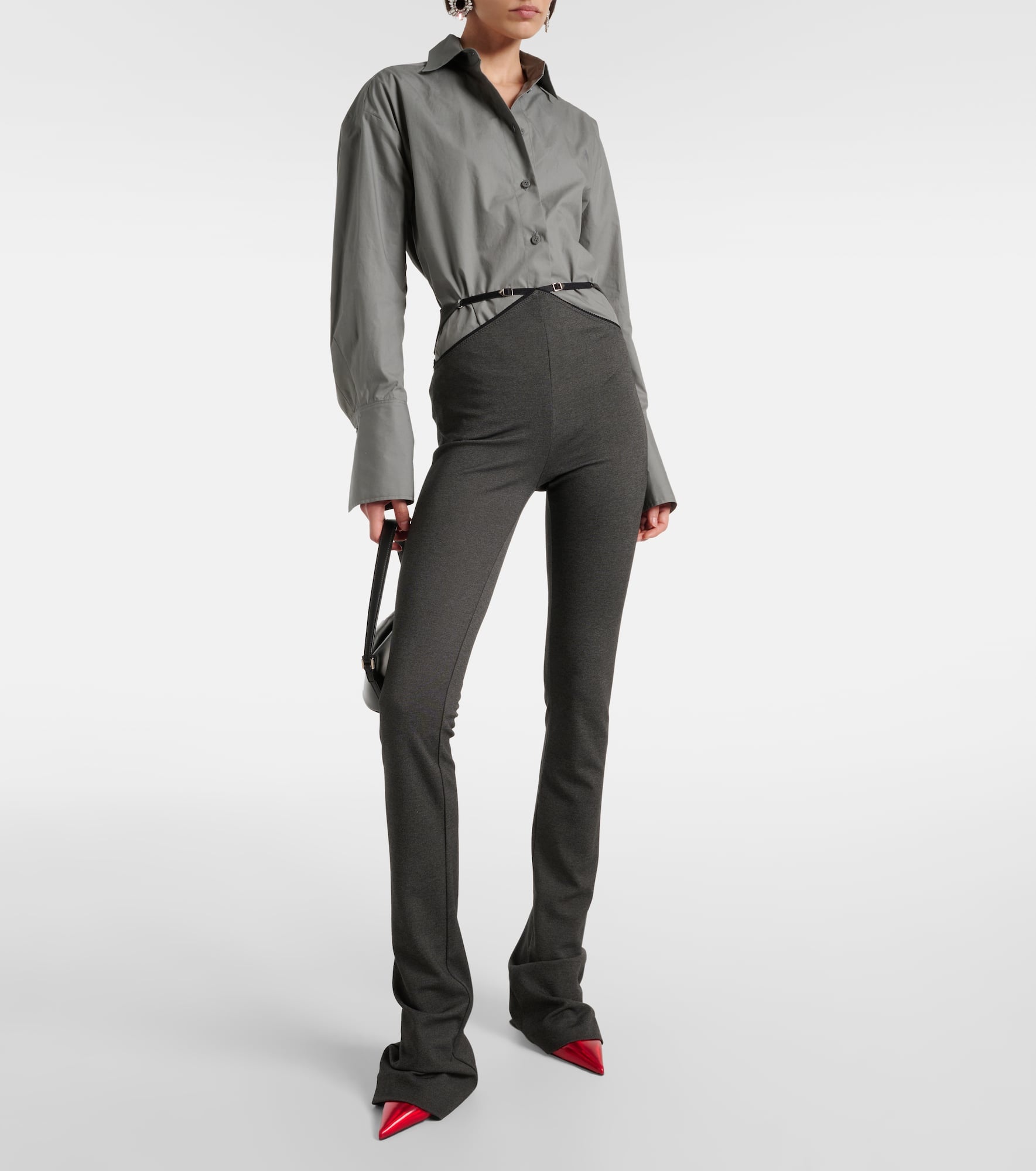 Cutout jersey flared pants - 2