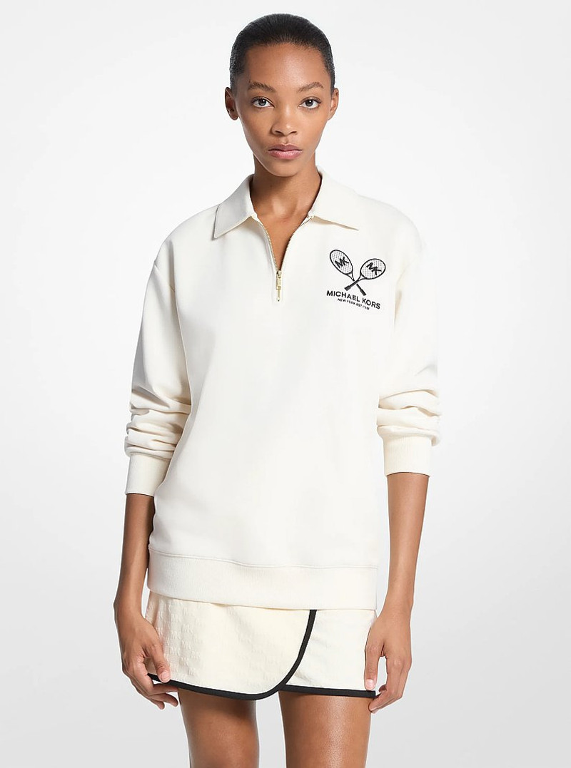 Embroidered Logo Cotton Blend Sweater 1