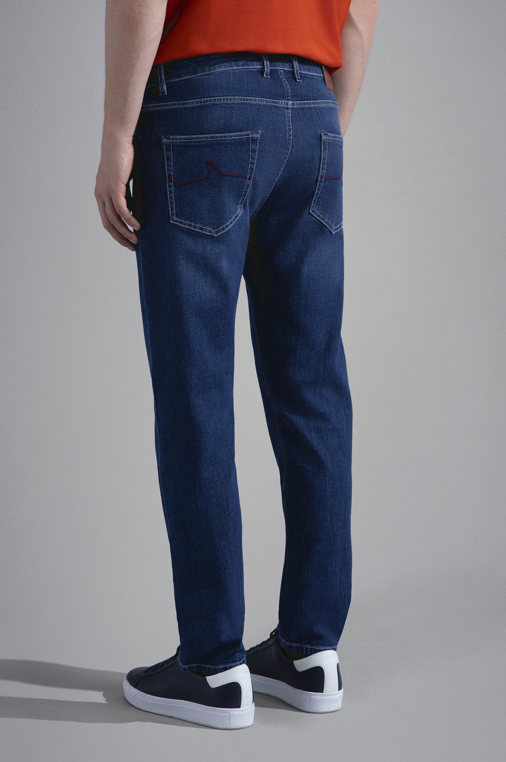 RED RIVET STRETCH JEANS - 3