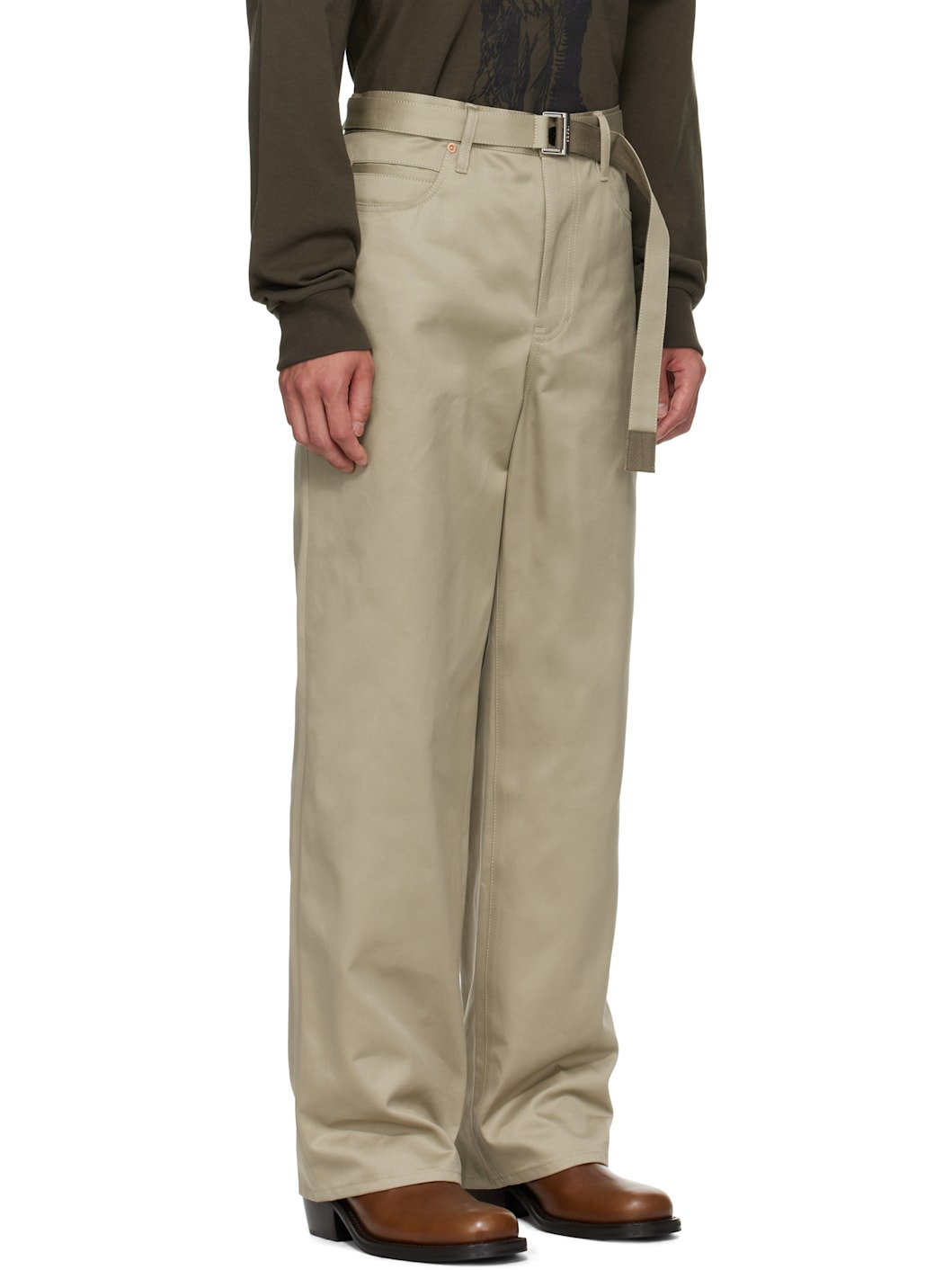 Beige Cotton Chino Trousers - 2