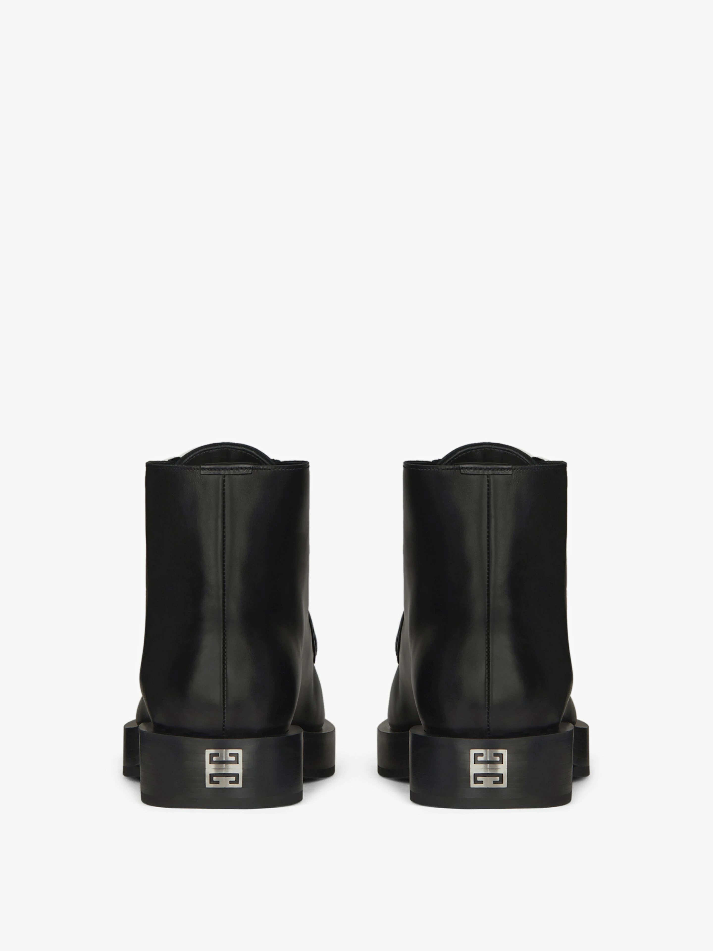 SQUARED LACE-UP ANKLE BOOTS IN BOX LEATHER - 6