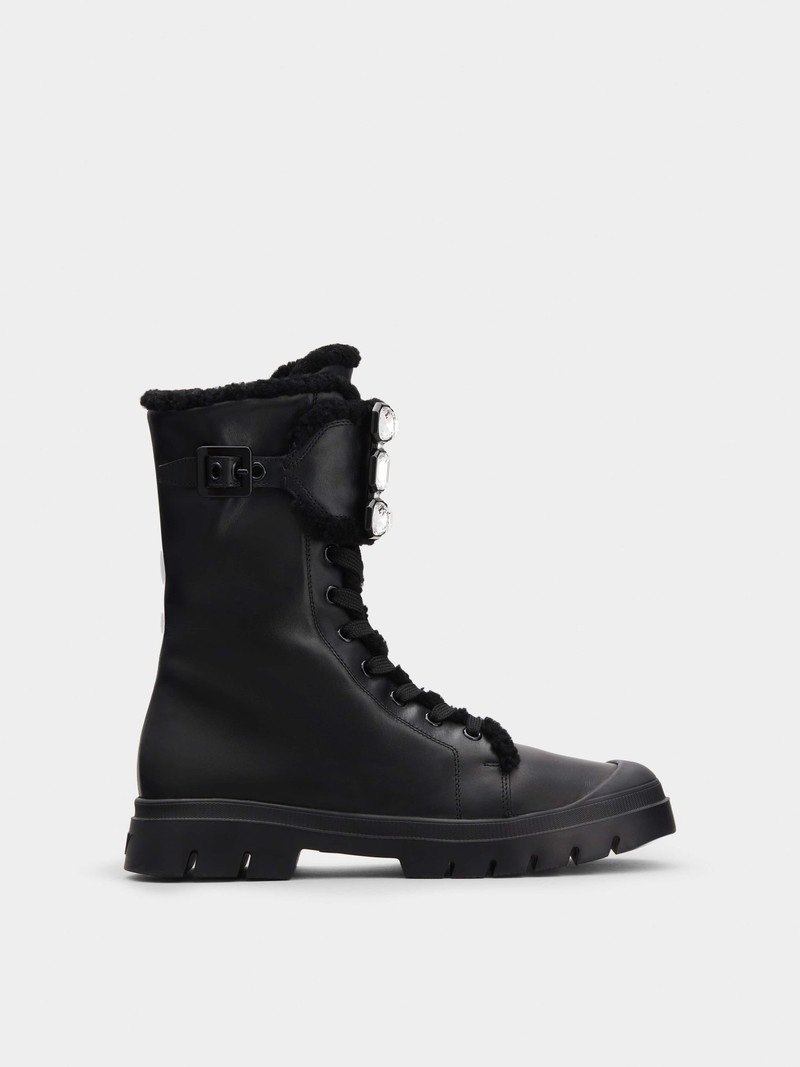 Walky Viv' Shearling Strass Buckle Boots in Leather 1