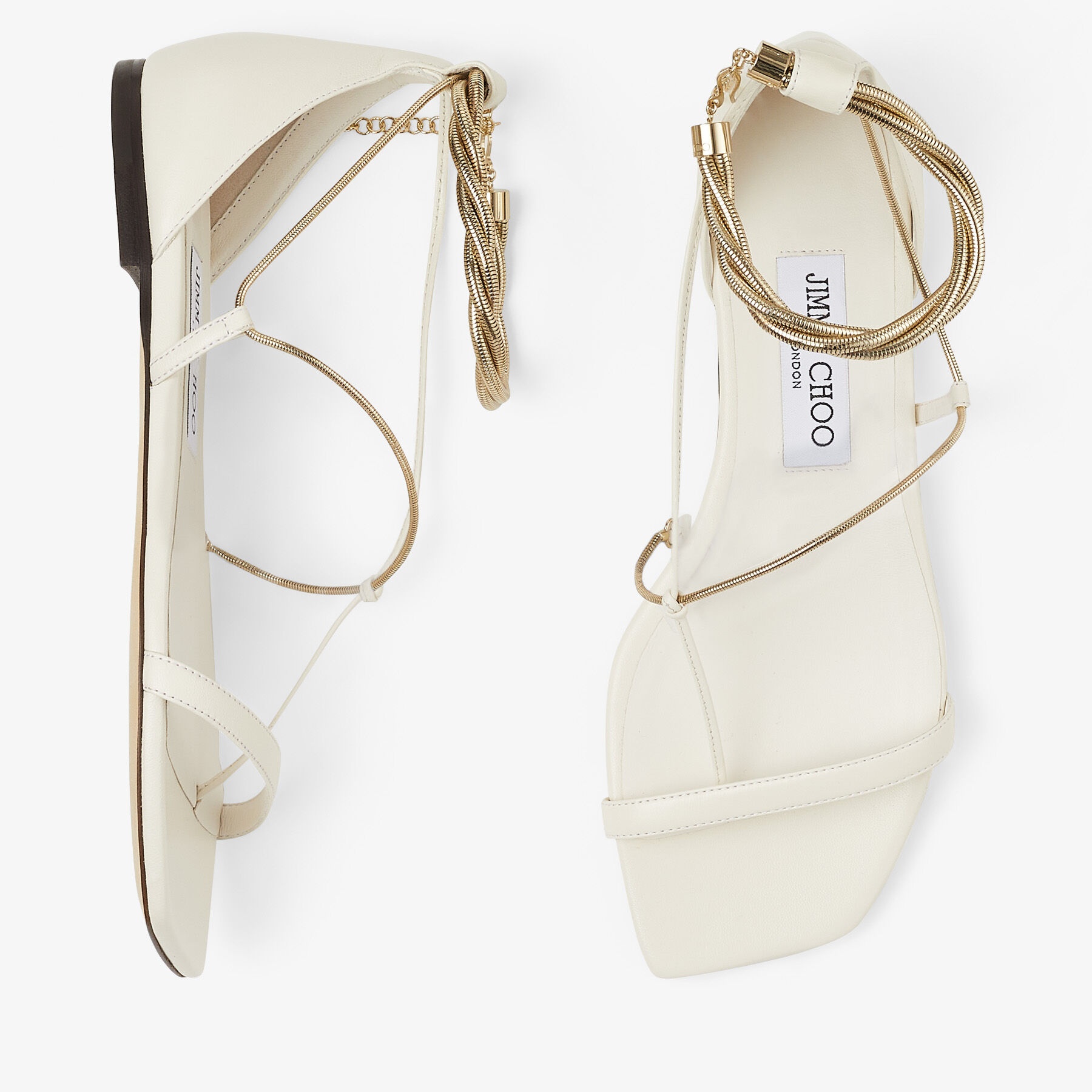 Oriana Flat
Latte Nappa Flats with Gold Chains - 5