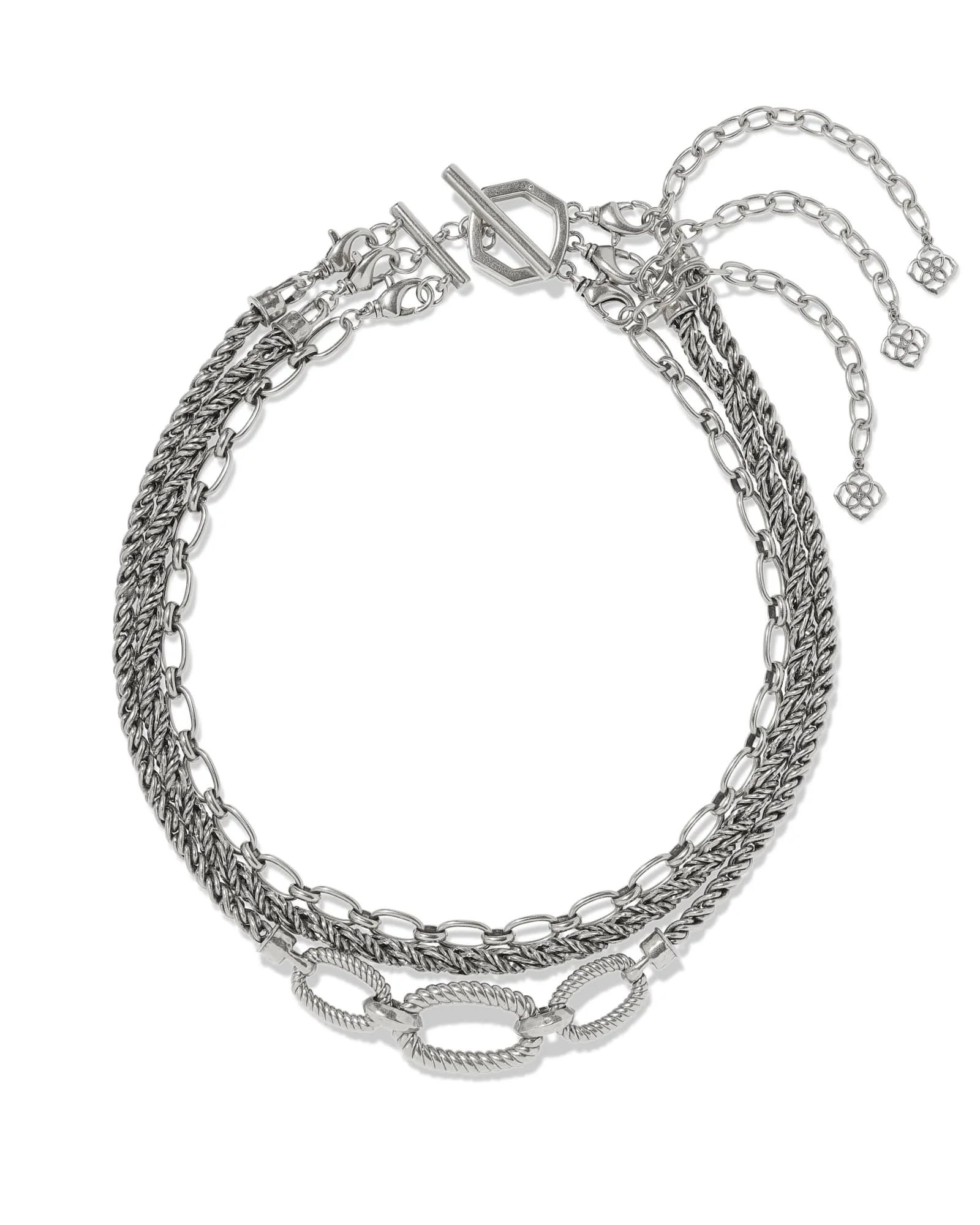 Sandy Vintage Silver Multi Strand Chain Necklace - 1