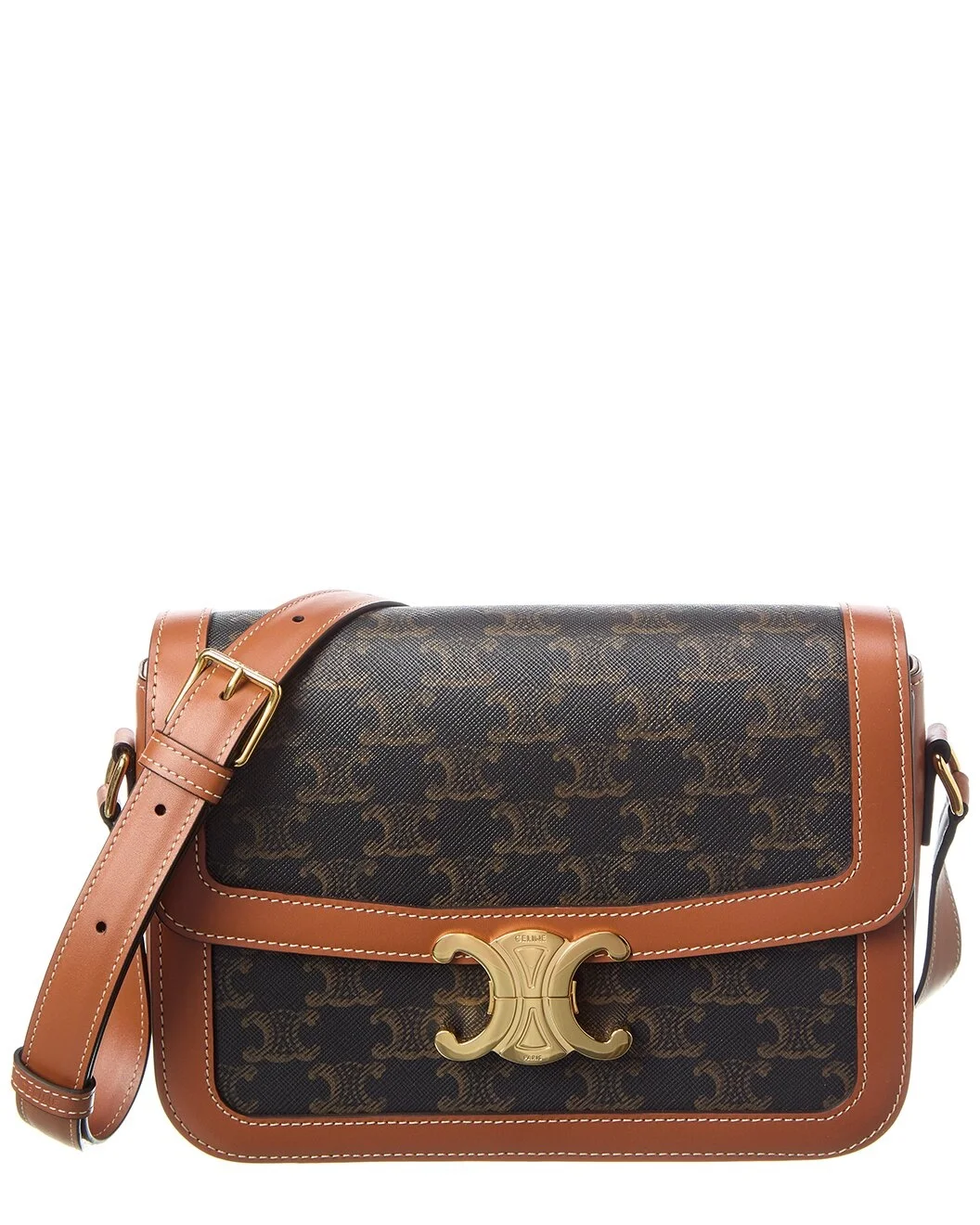 CELINE Classic Triomphe Canvas & Leather Shoulder Bag - 1