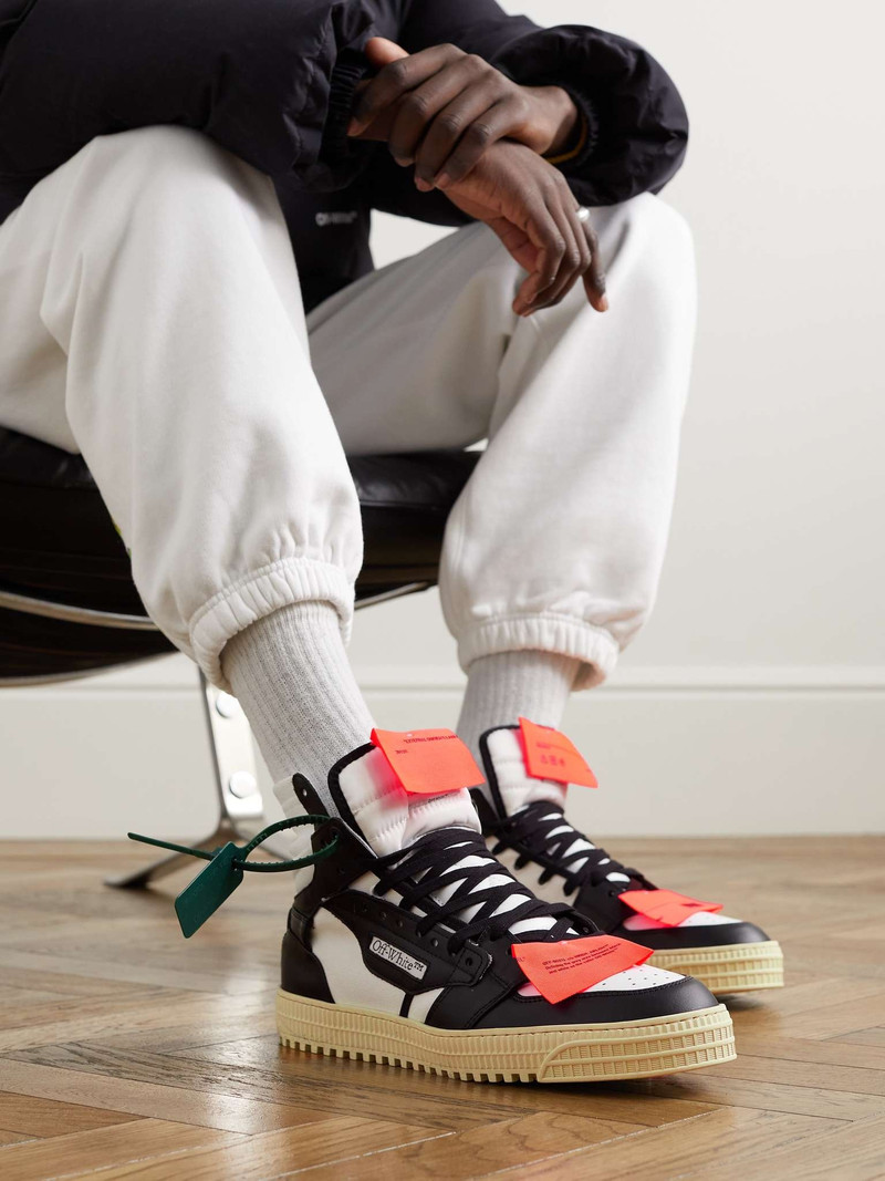 Off-White 3.0 Off-Court Leather and Canvas High-Top Sneakers outlook
