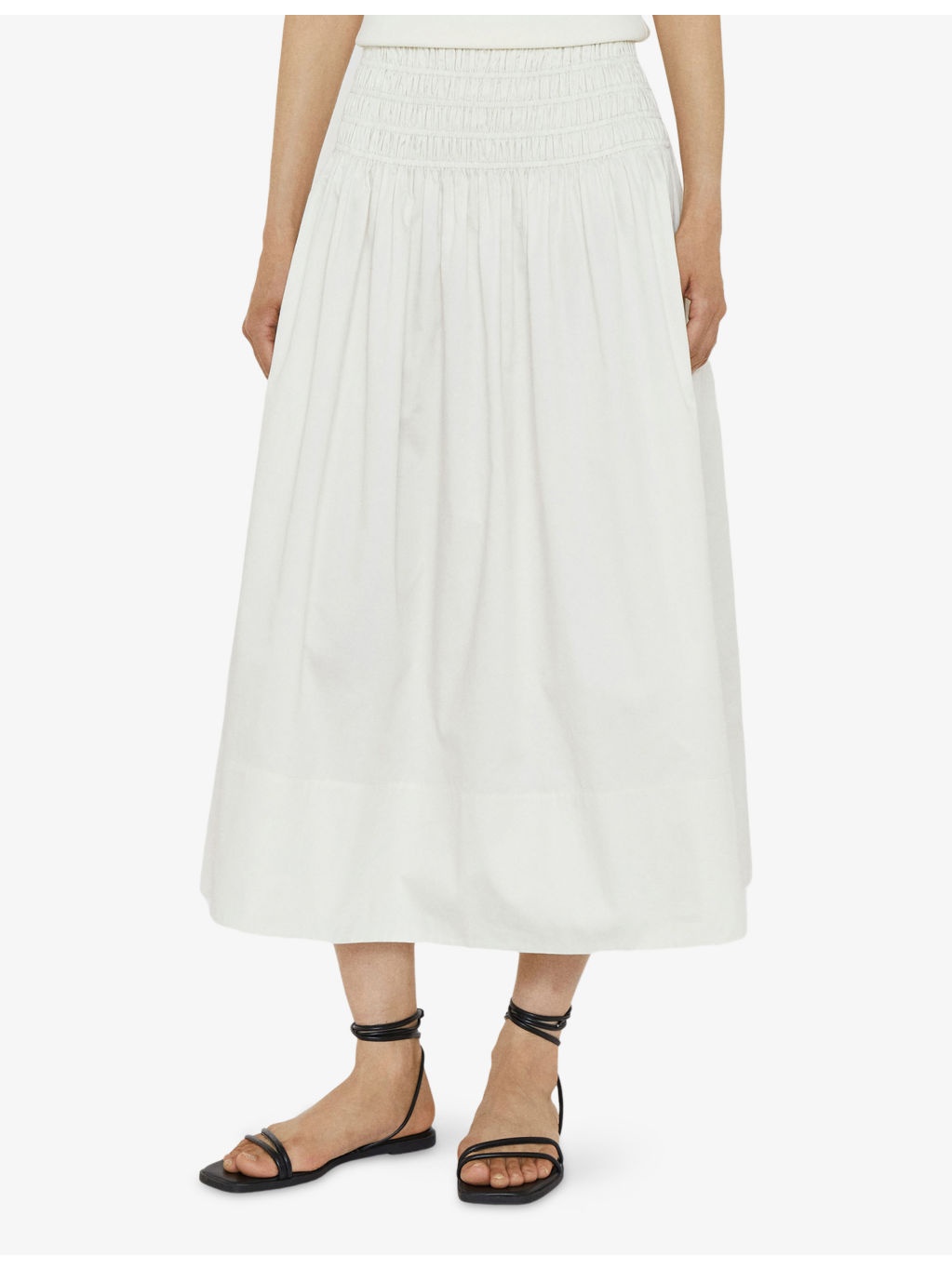 Leonie Shirred-Waist Cotton Midi Skirt - 3
