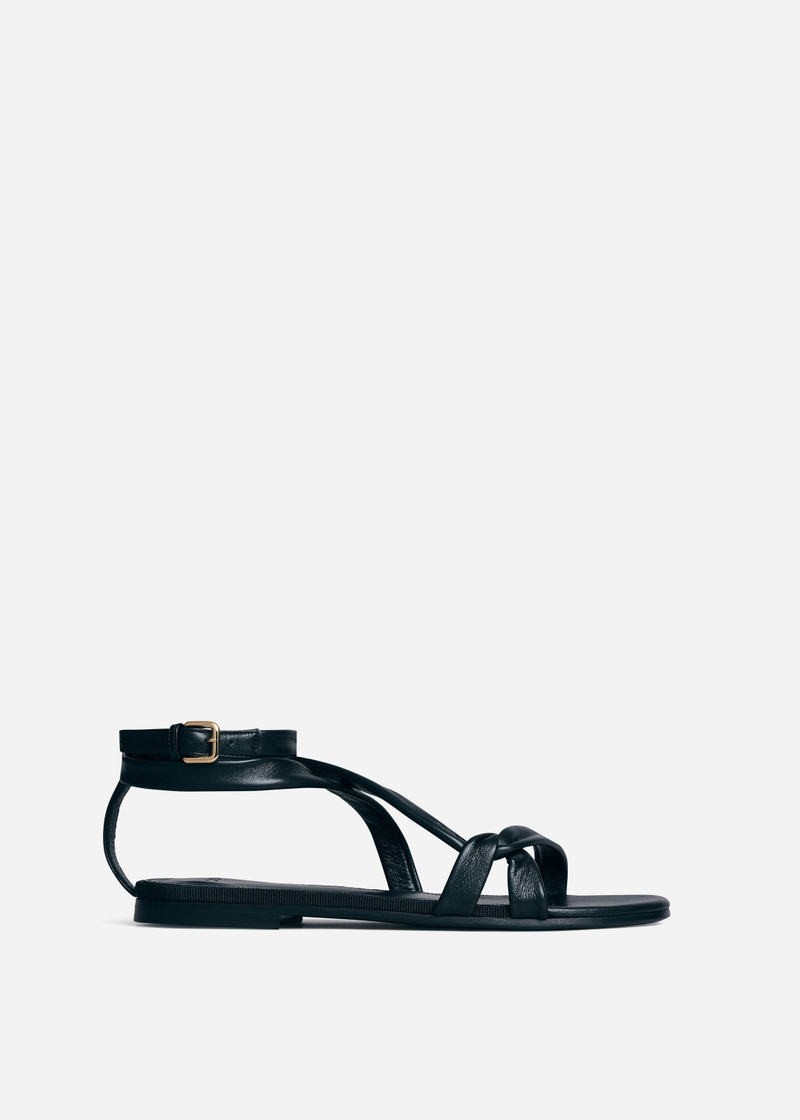 Asymmetric Leather Sandal in Black 1