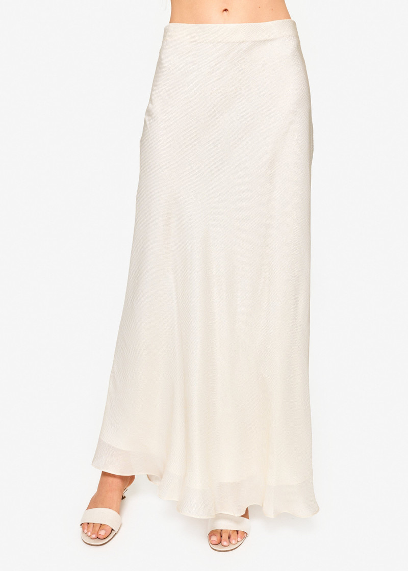 JAYNA MIDI METALLIC SILK SKIRT CREAM 1