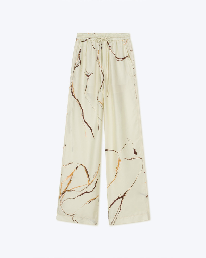 JARINE - Printed twill silk pants - Line drawing 1