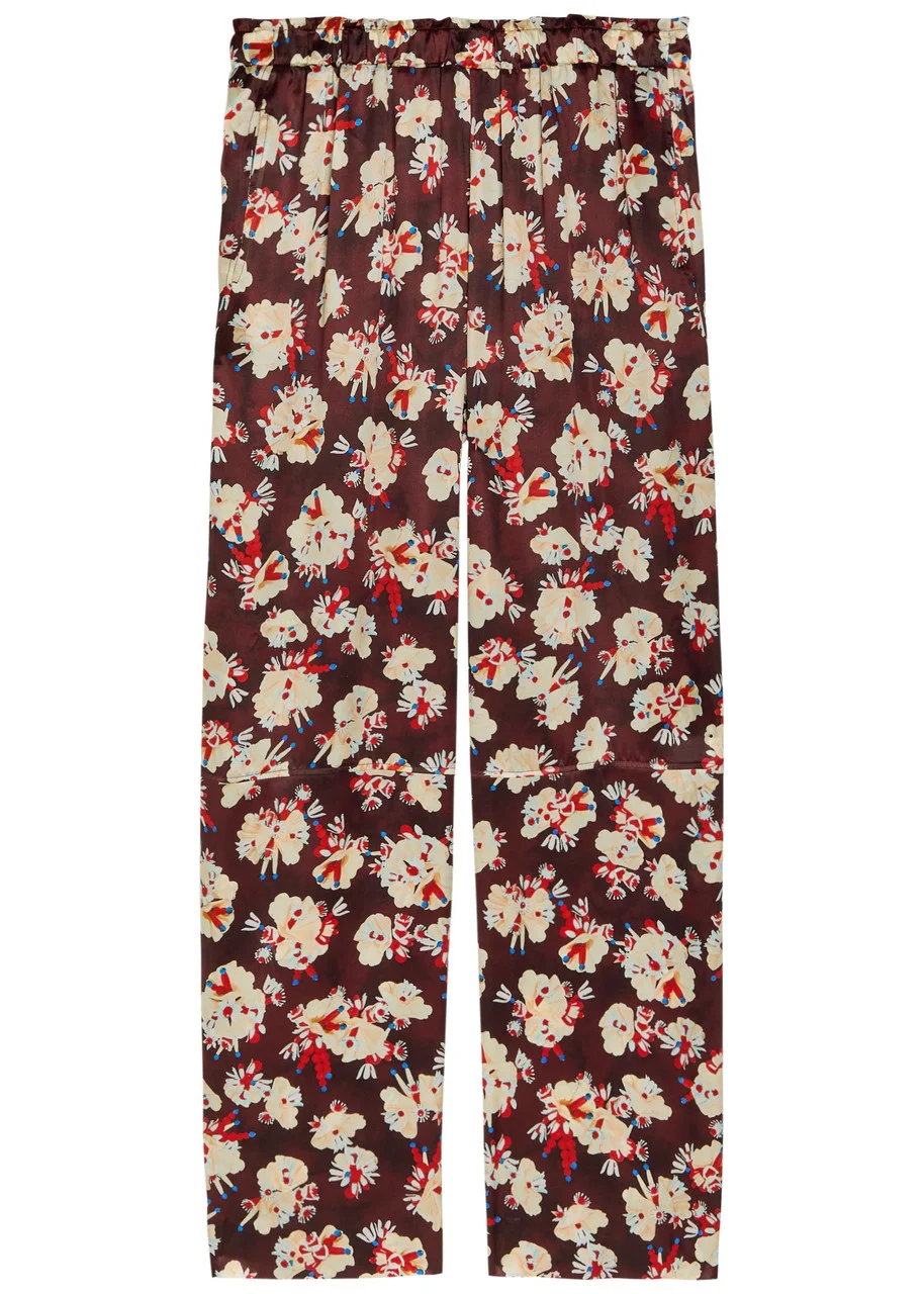 Rabanne Floral-print Wide-leg Silk Trousers - 1