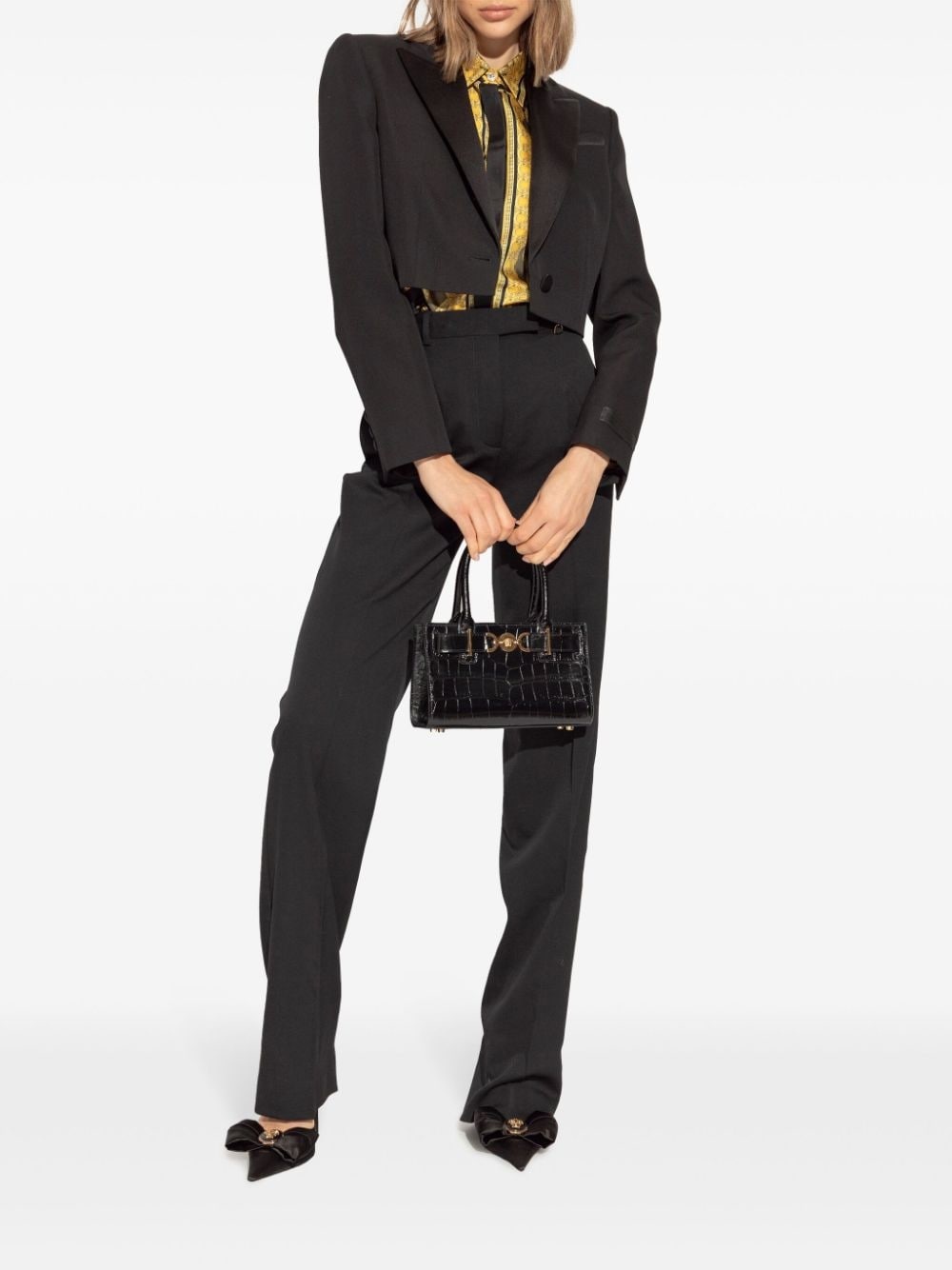 logo-patch cropped blazer - 2