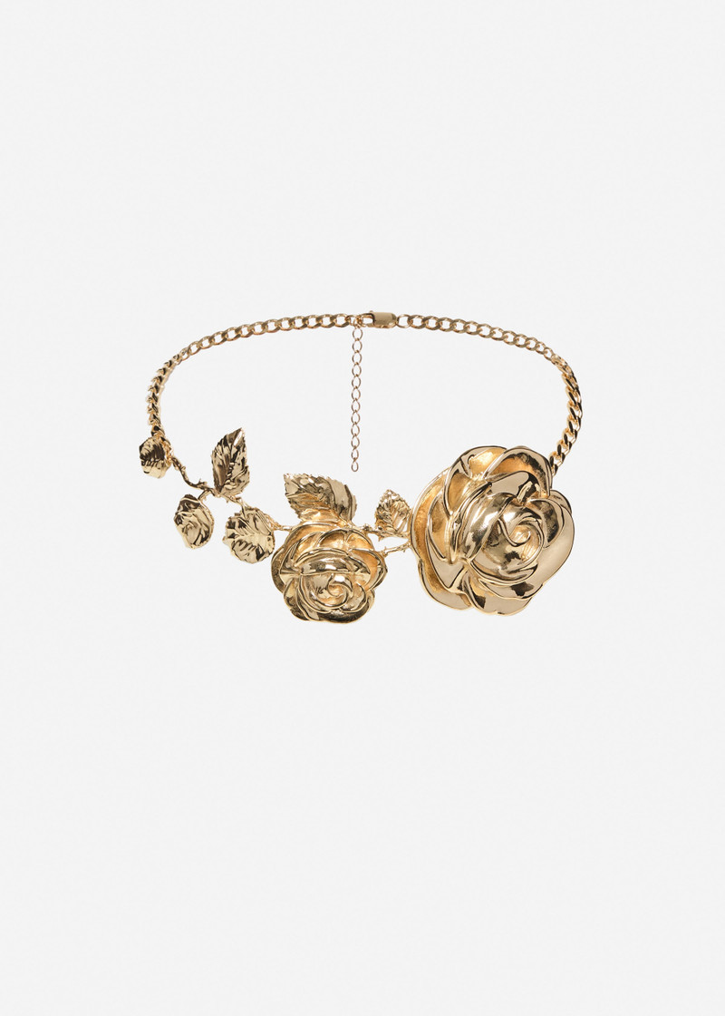 Rose vine statement necklace in gold 1