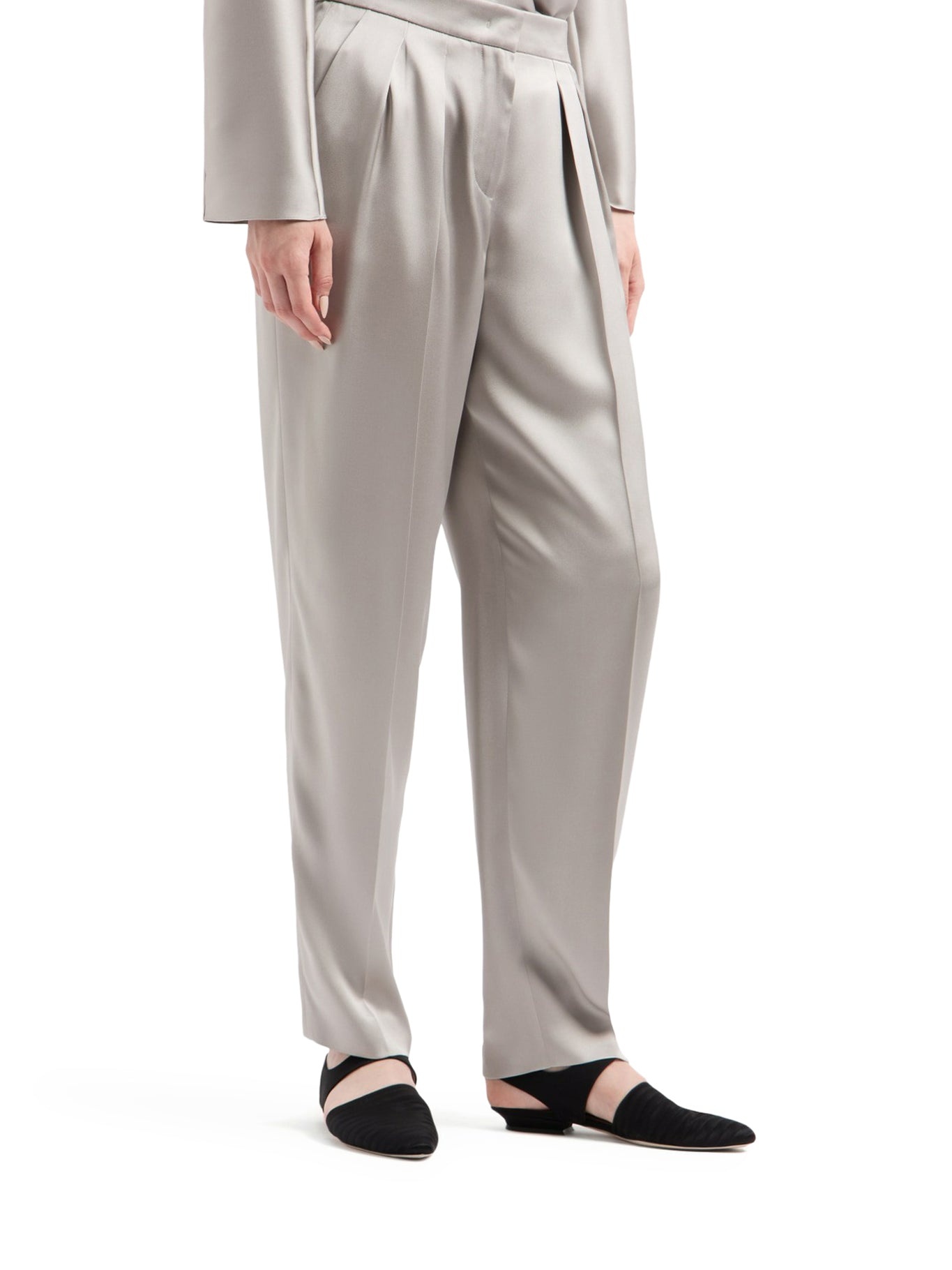 DOUBLE PLEAT TROUSERS IN DOUBLE SILK SATIN - 3