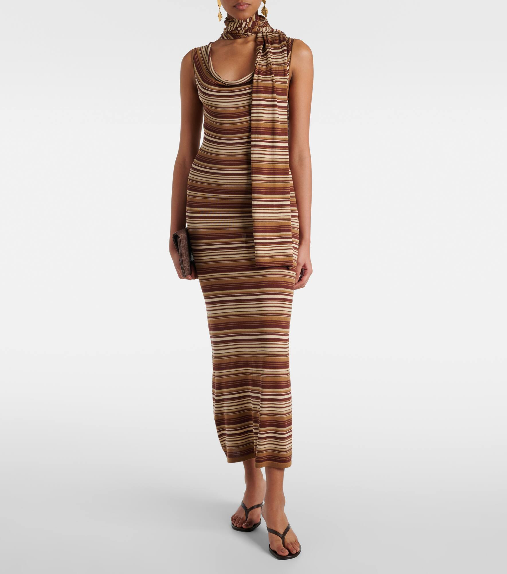Striped silk-blend midi dress - 2