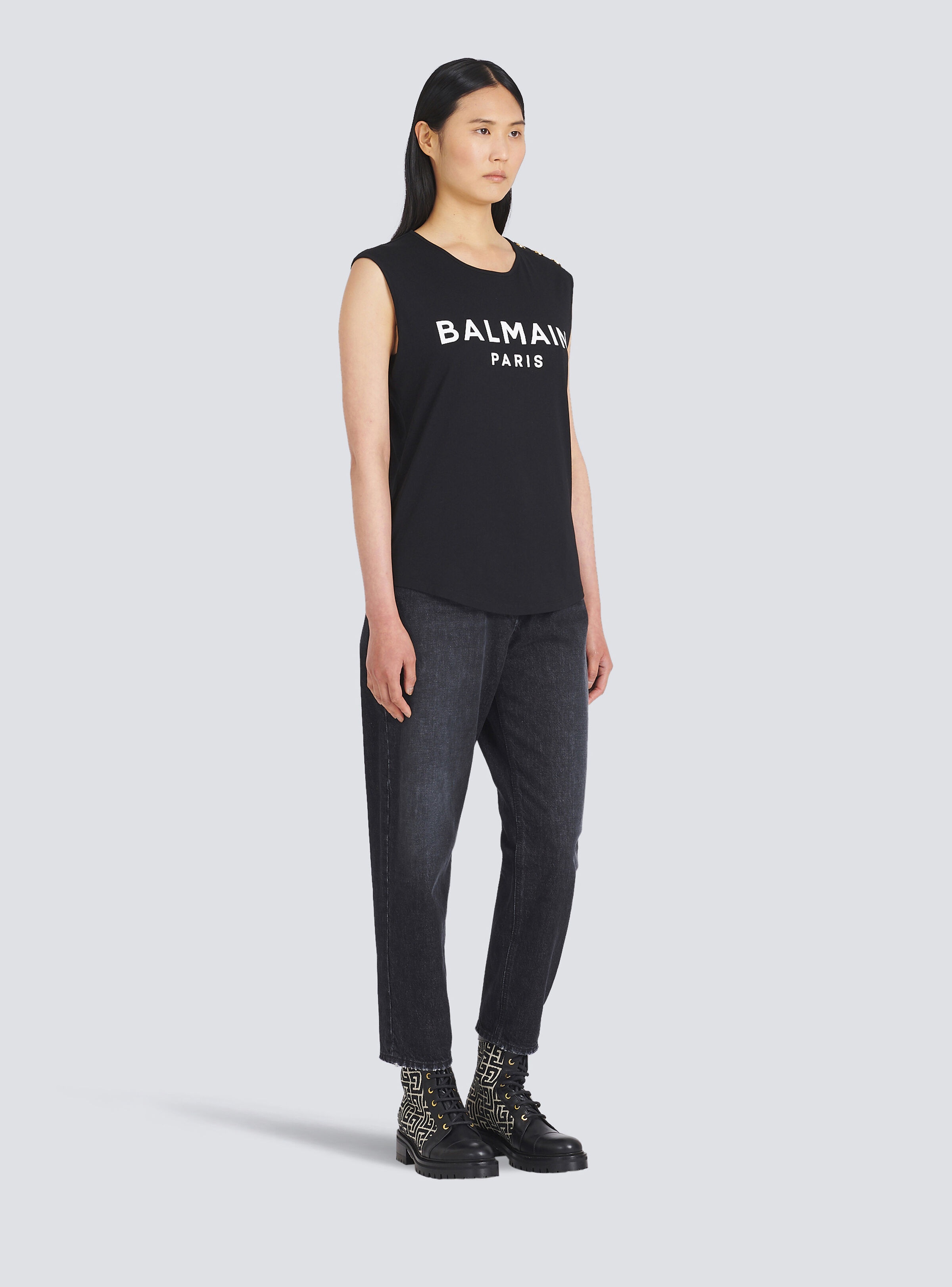 Eco-designed cotton T-shirt with Balmain logo print - 6
