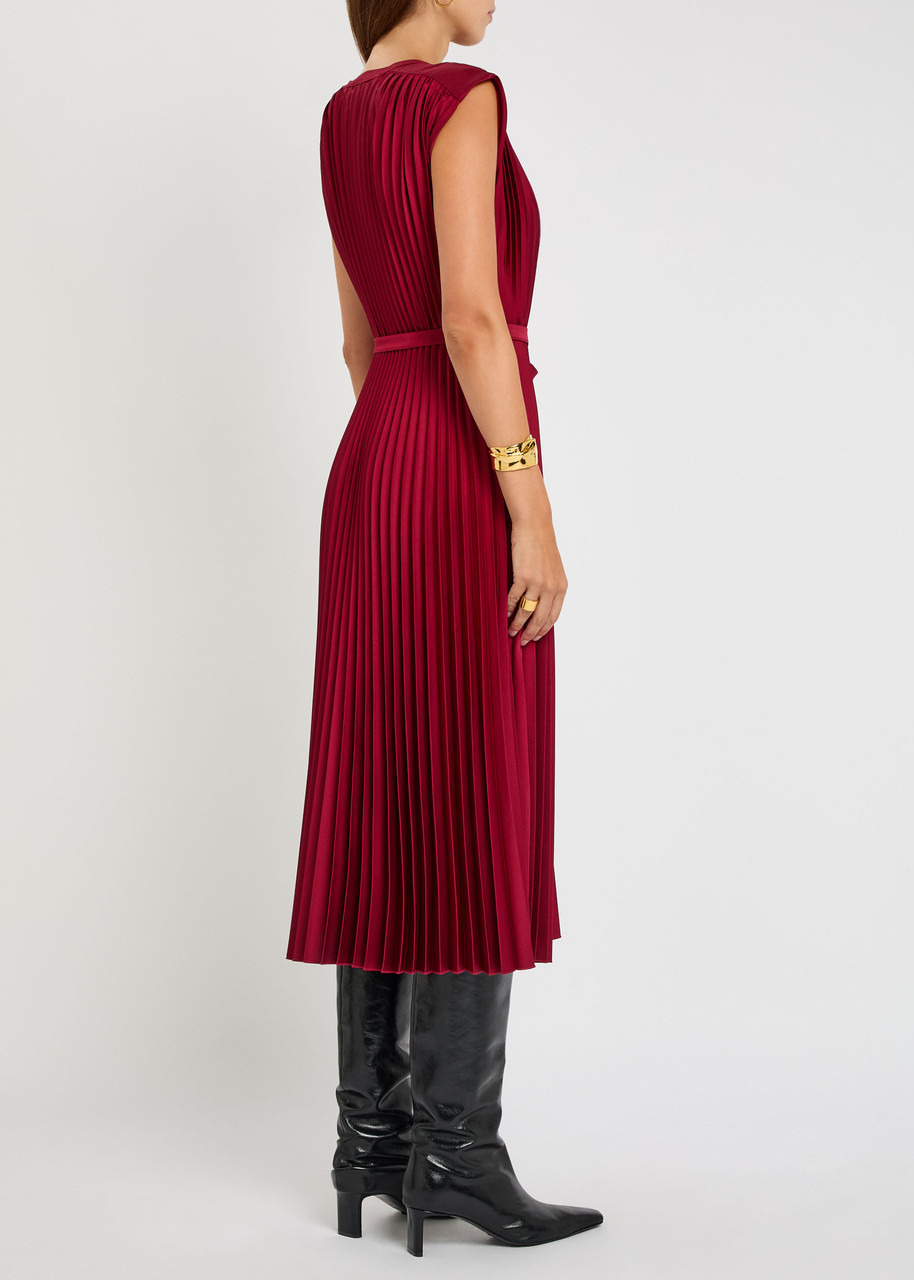 Joseph Volta Plissé Satin Midi Dress - 3