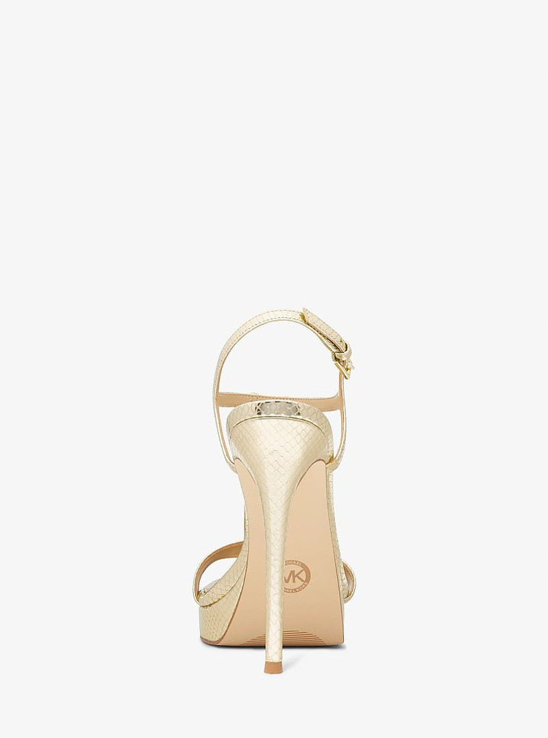 Berkley Metallic Snake Embossed Leather Stiletto Sandal 3