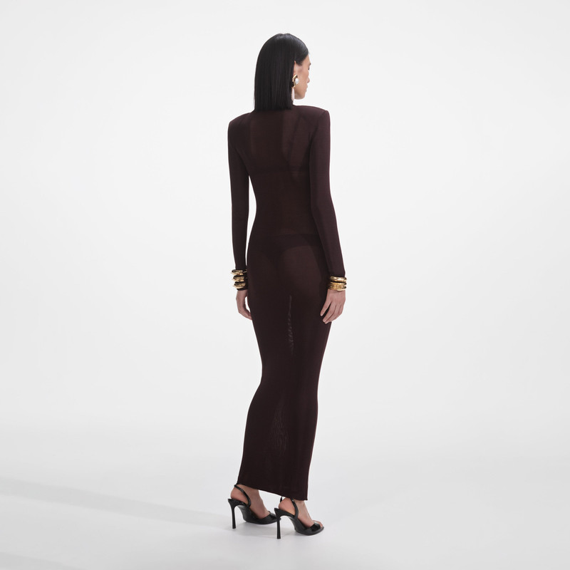self-portrait Brown Viscose Knit Maxi Dress outlook