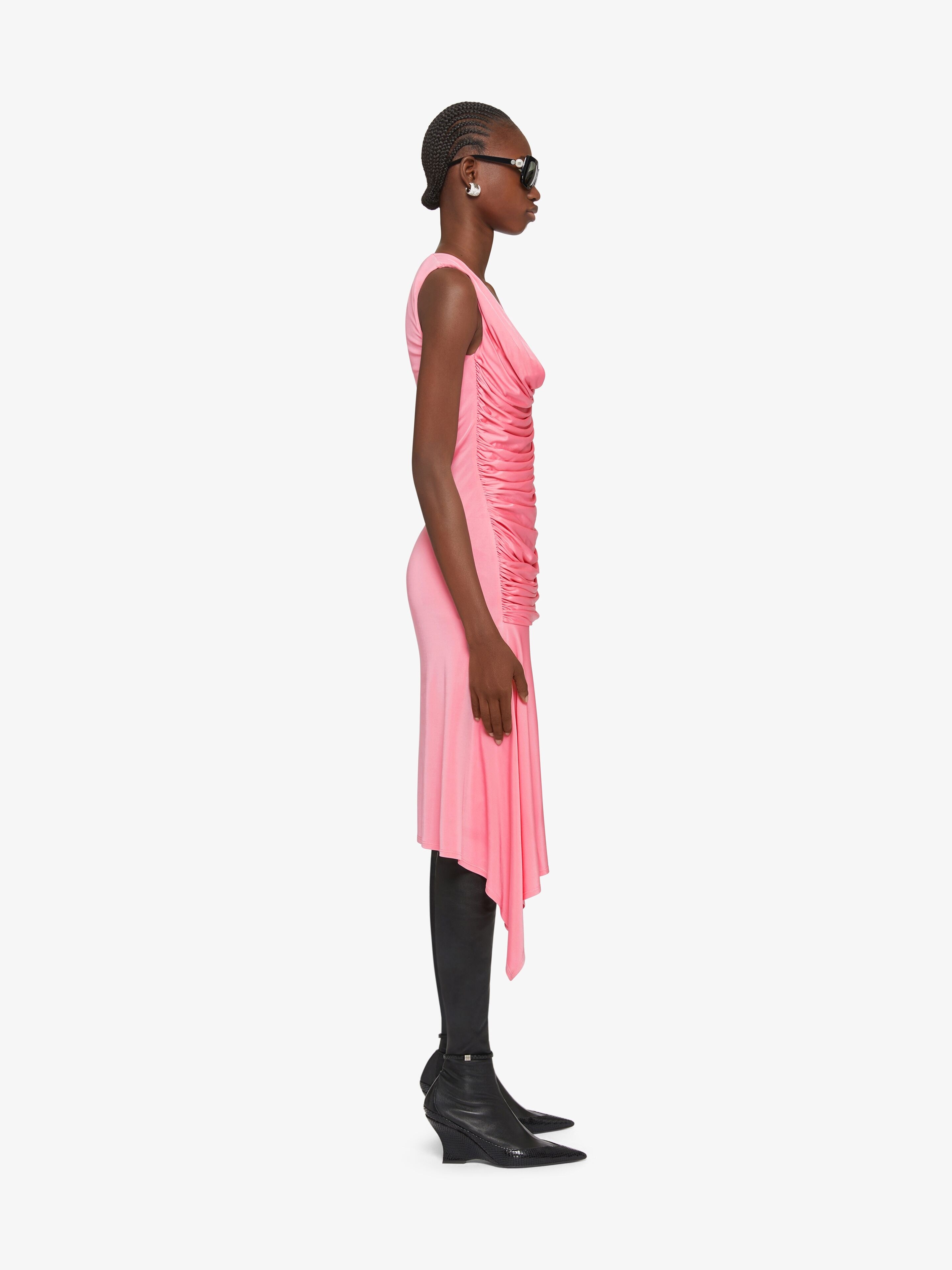 ASYMMETRICAL DRAPED DRESS IN JERSEY - 3