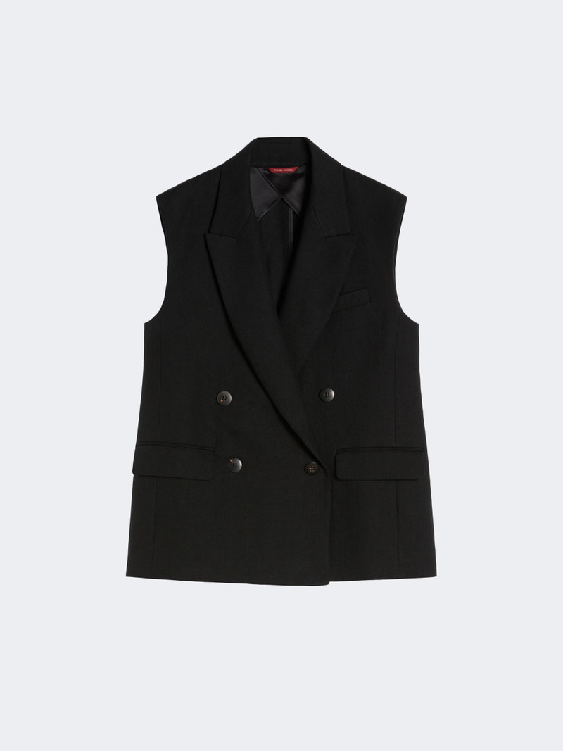 AIA Linen twill gilet - BLACK 1