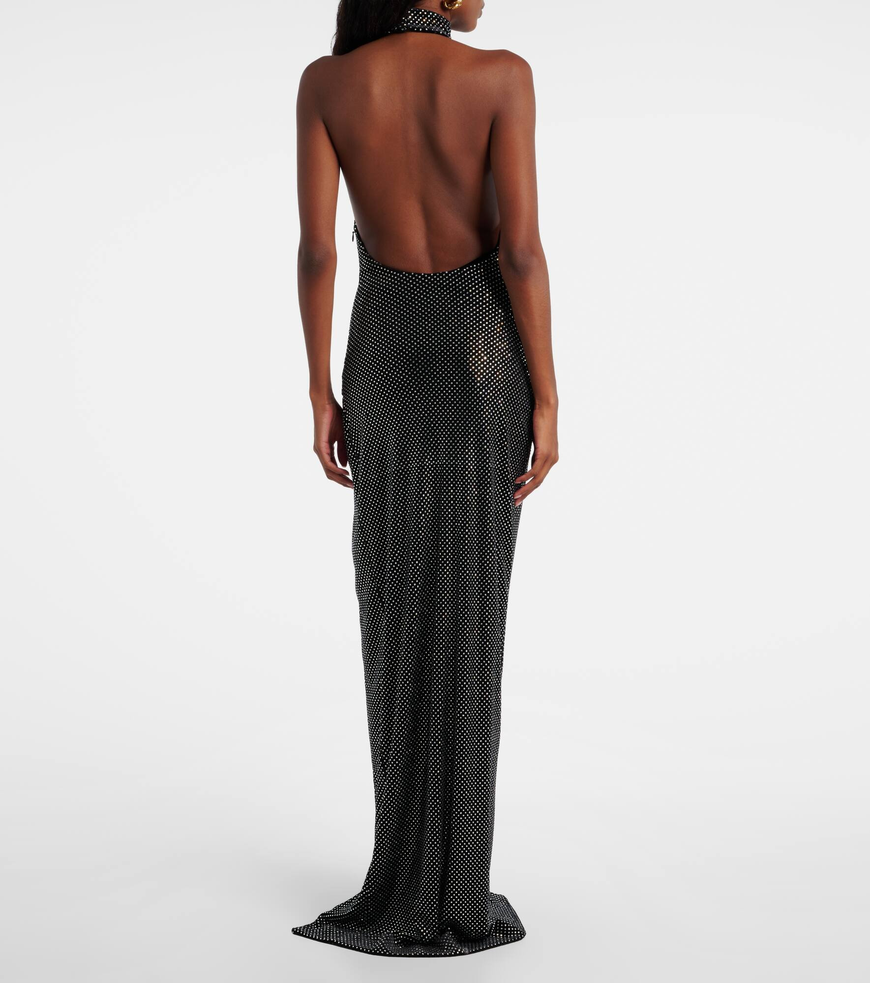 Rhinestone-embellished velvet maxi dress - 3