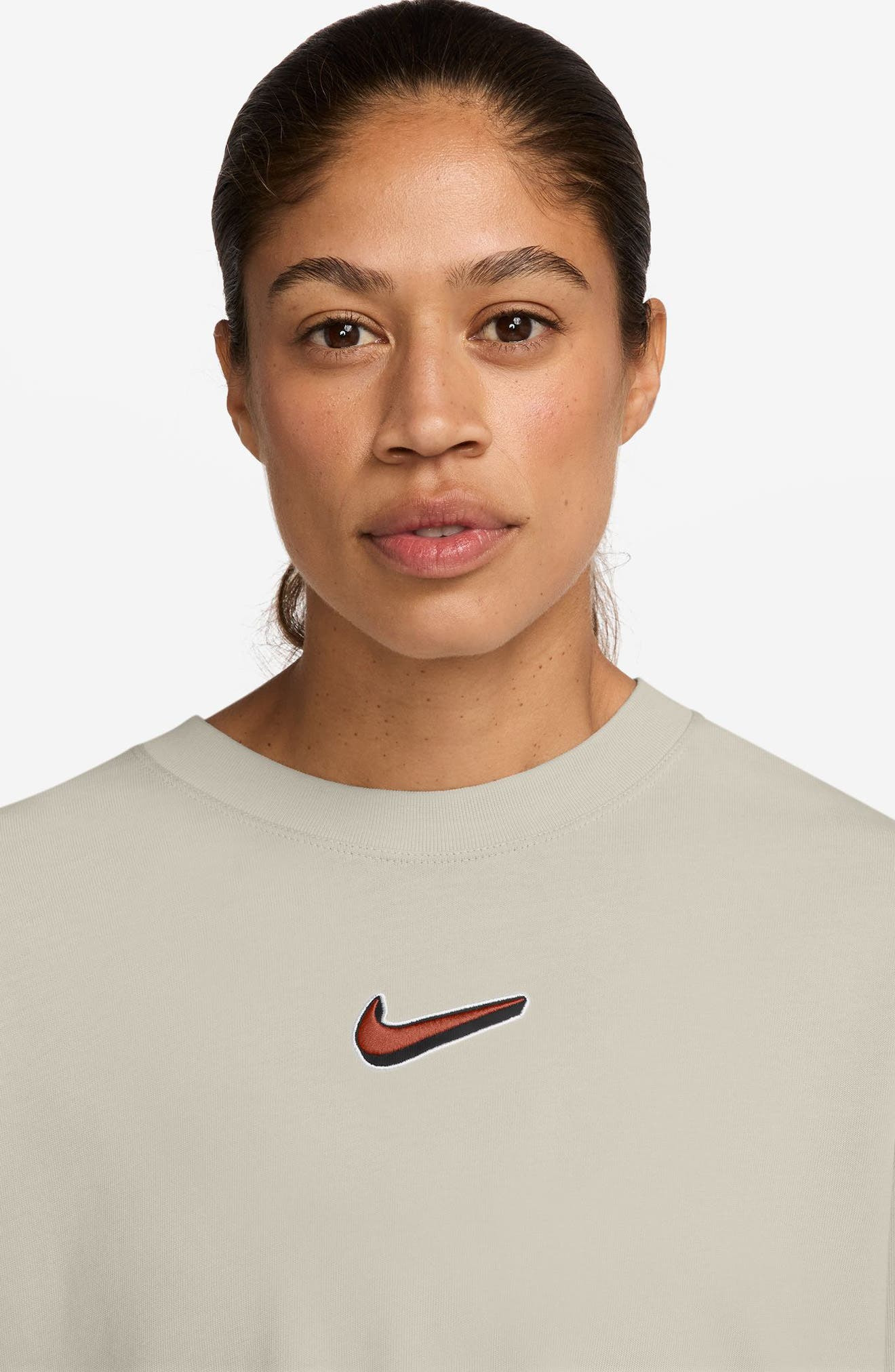 Nike Sportswear Long Sleeve Crop T-Shirt in Light Bone at Nordstrom - 3