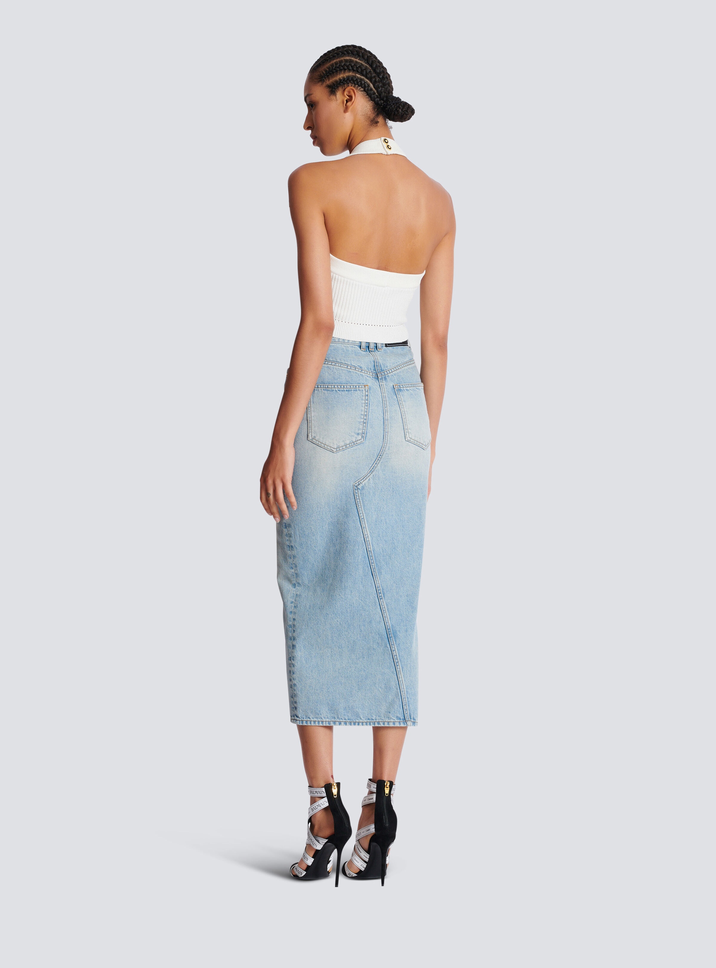 Ribbed knit halterneck top - 4