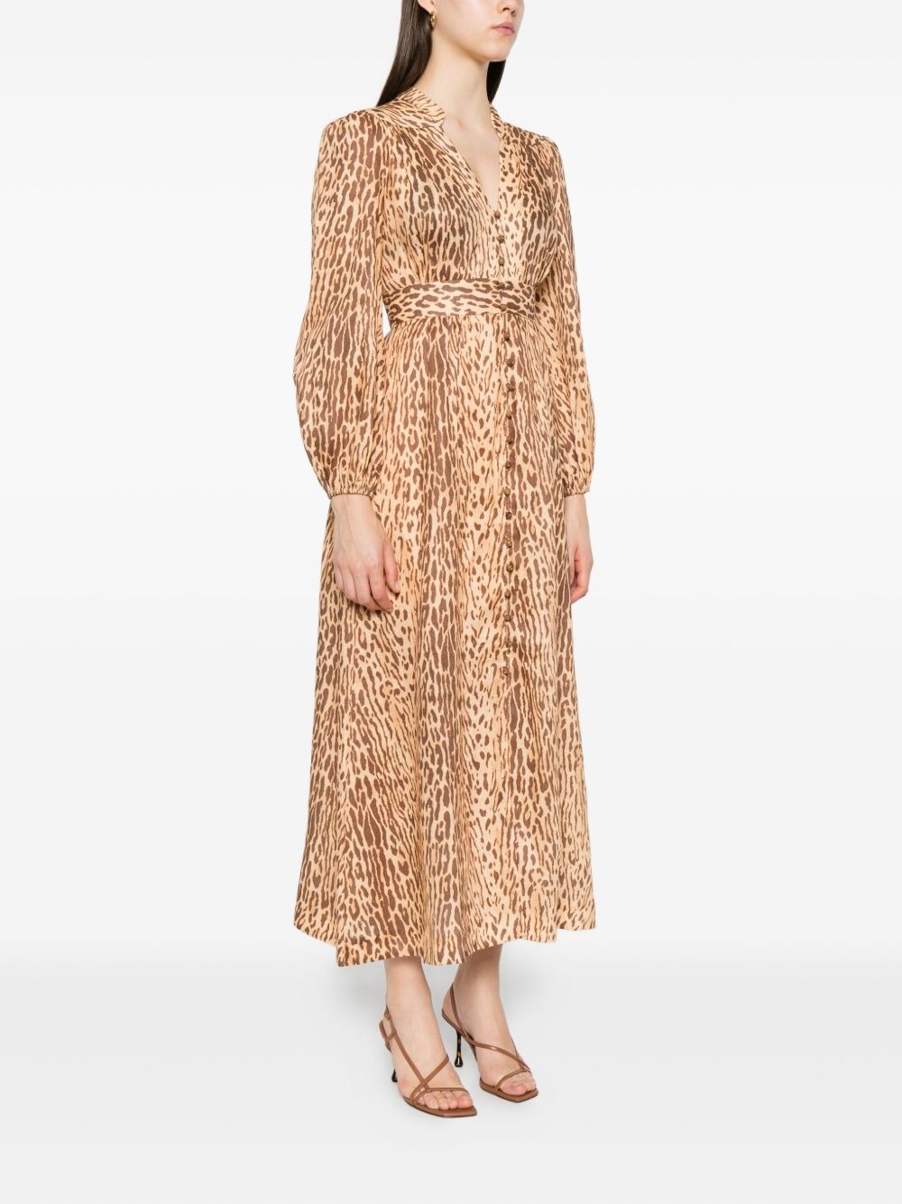 leopard-print button-front dress - 3