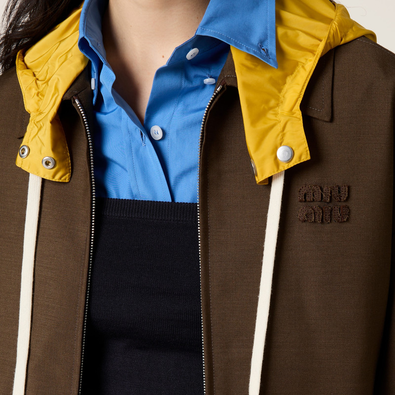 Kid mohair and technical pongé blouson jacket 6