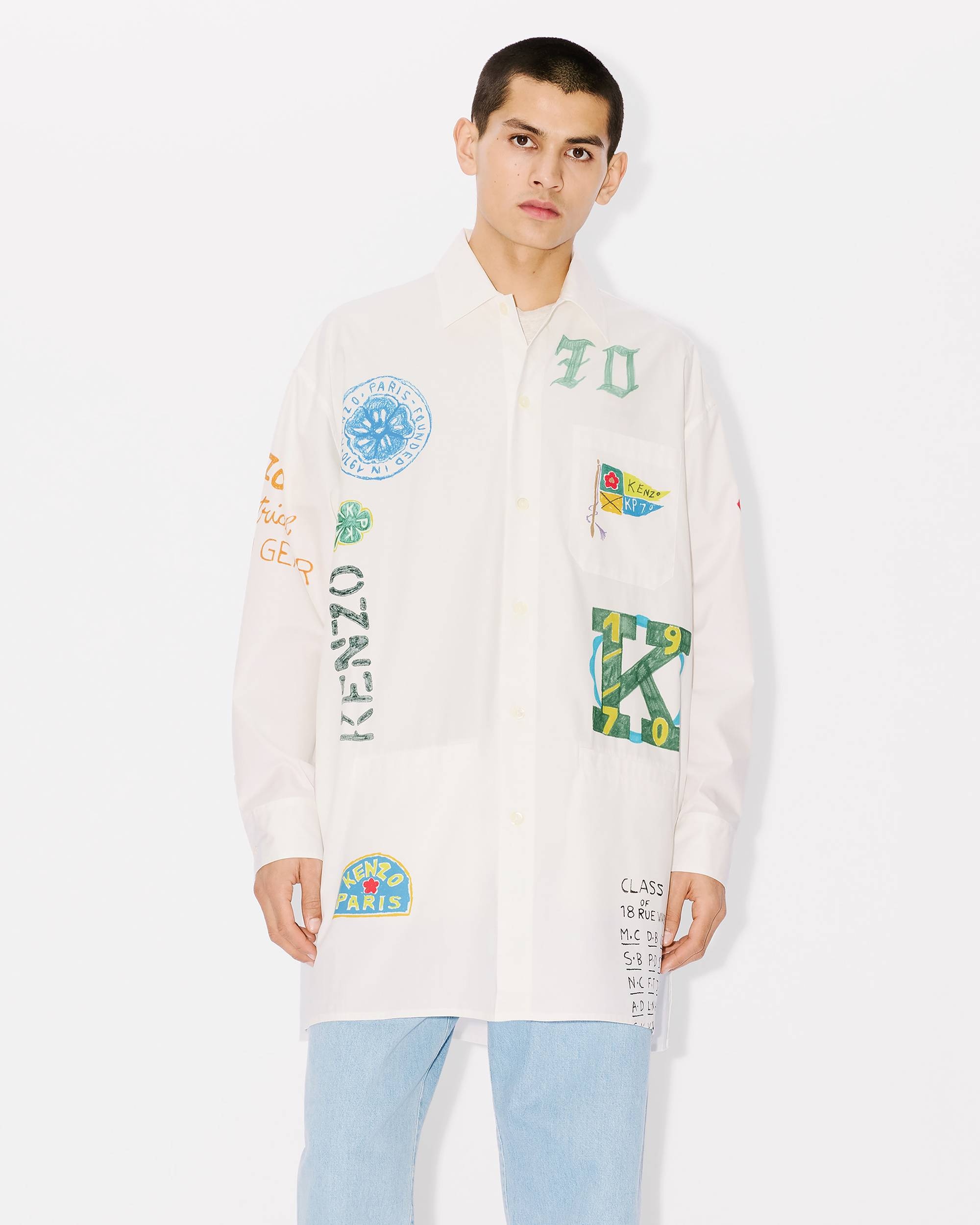 'KENZO Drawn Varsity' long oversized shirt - 4