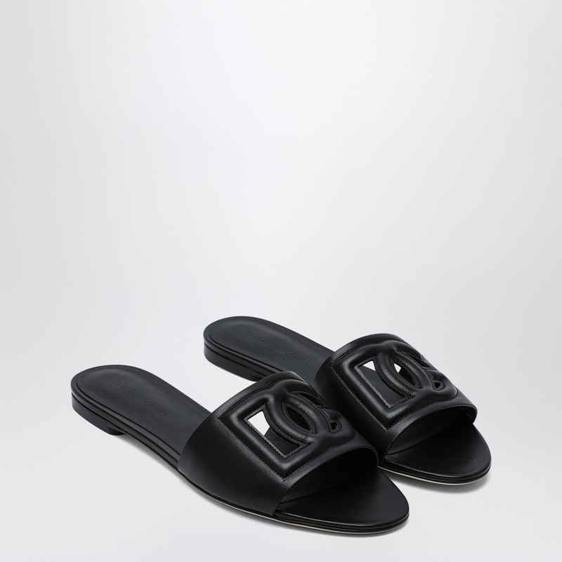 Dolce & Gabbana Black leather slides with DG logo outlook