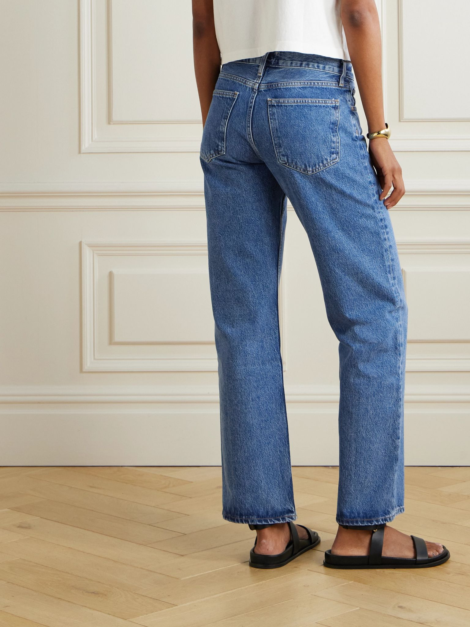 Low-Rise Loose distressed straight-leg jeans Mid denim - 4