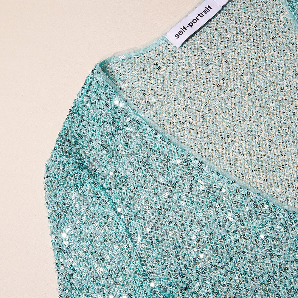 Blue Beaded Fishnet Cardigan - 4