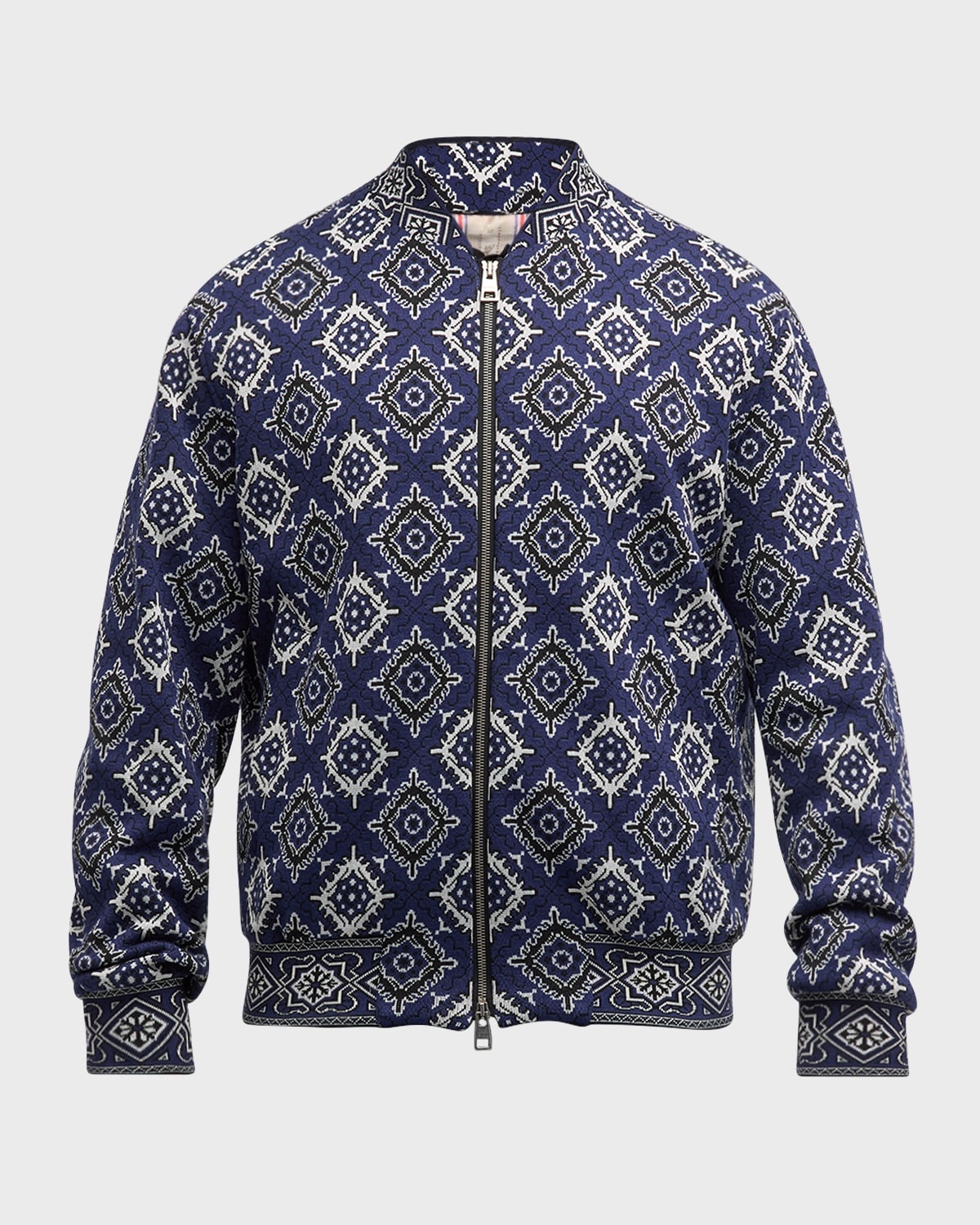 Men's Medallion Knit Bomber Jacket - 1