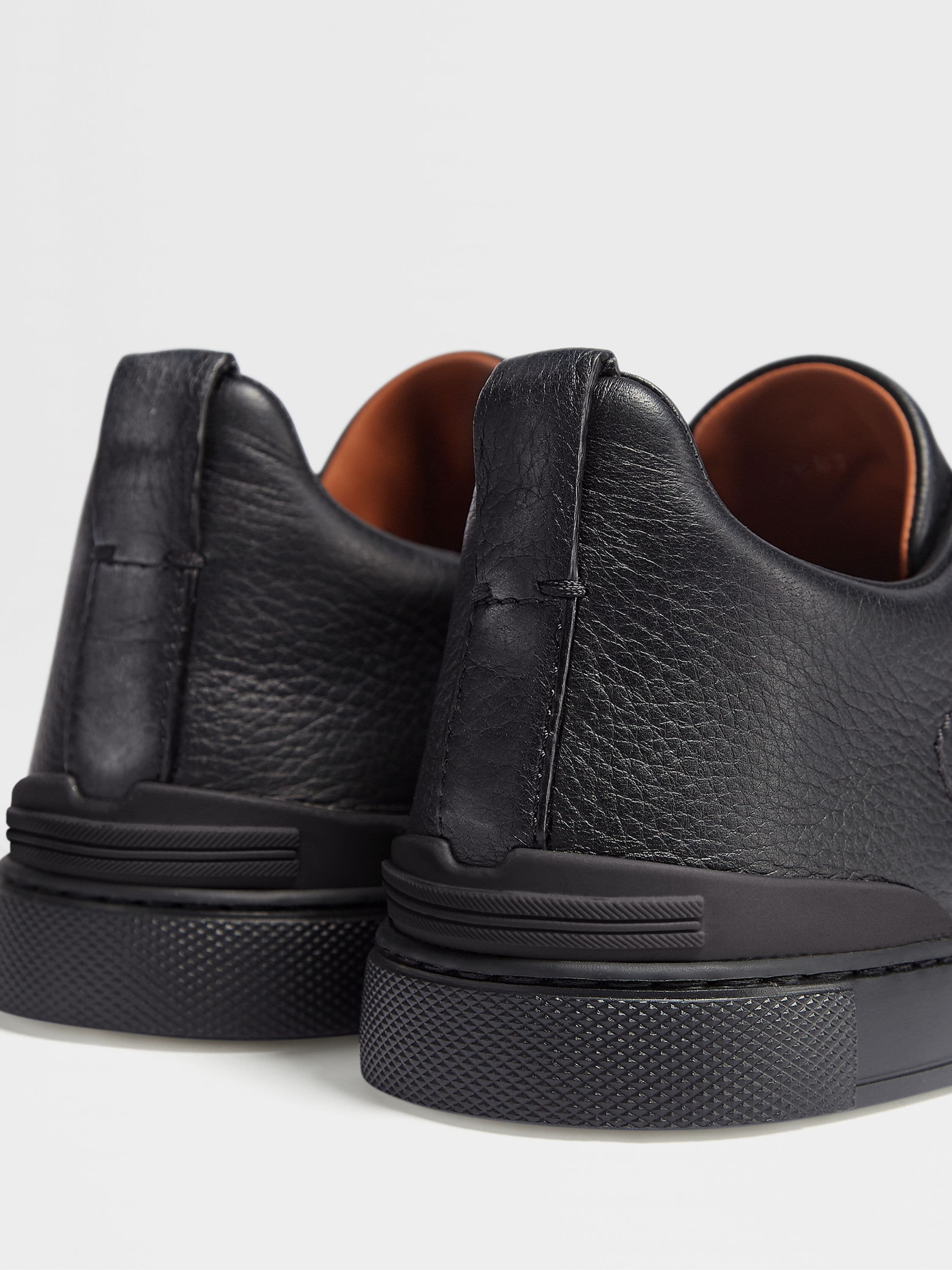 BLACK DEERSKIN TRIPLE STITCH™ SNEAKERS - 3