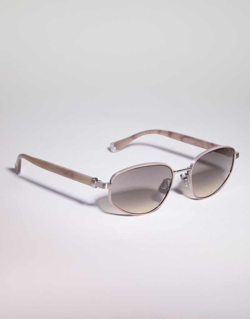 Brunello Cucinelli Geometric titanium sunglasses outlook
