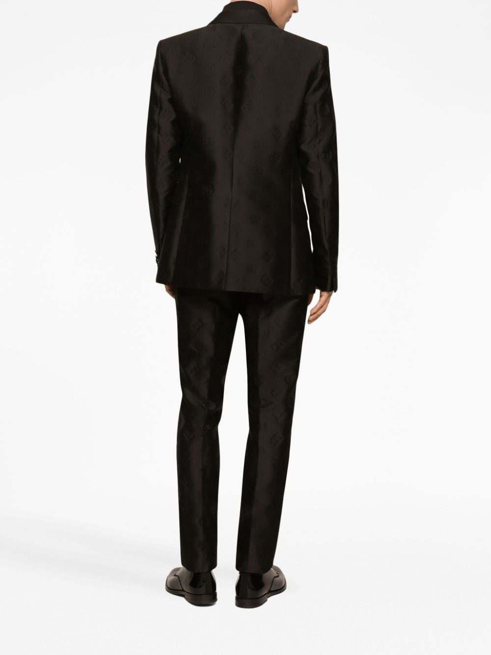 double-breasted monogram-print suit - 4