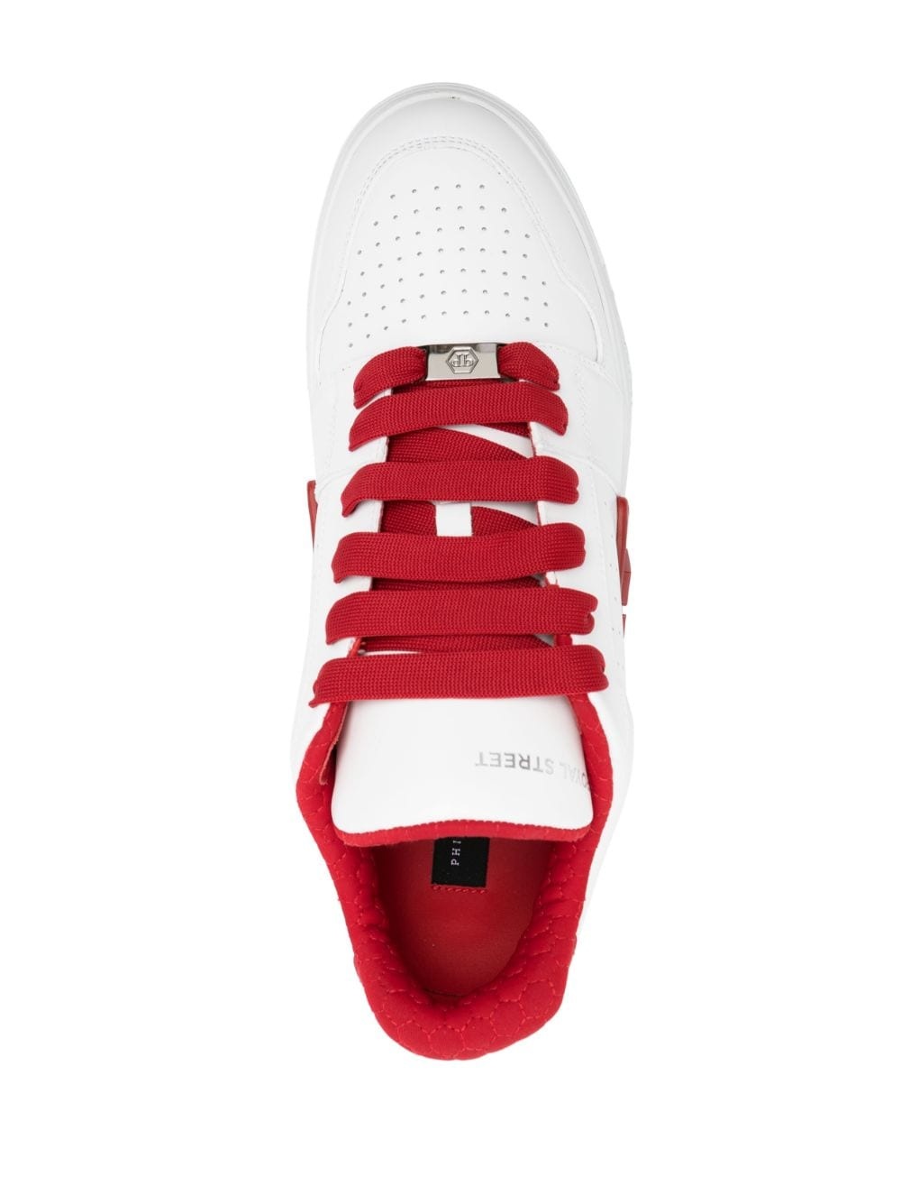 logo-embossed leather sneakers - 4