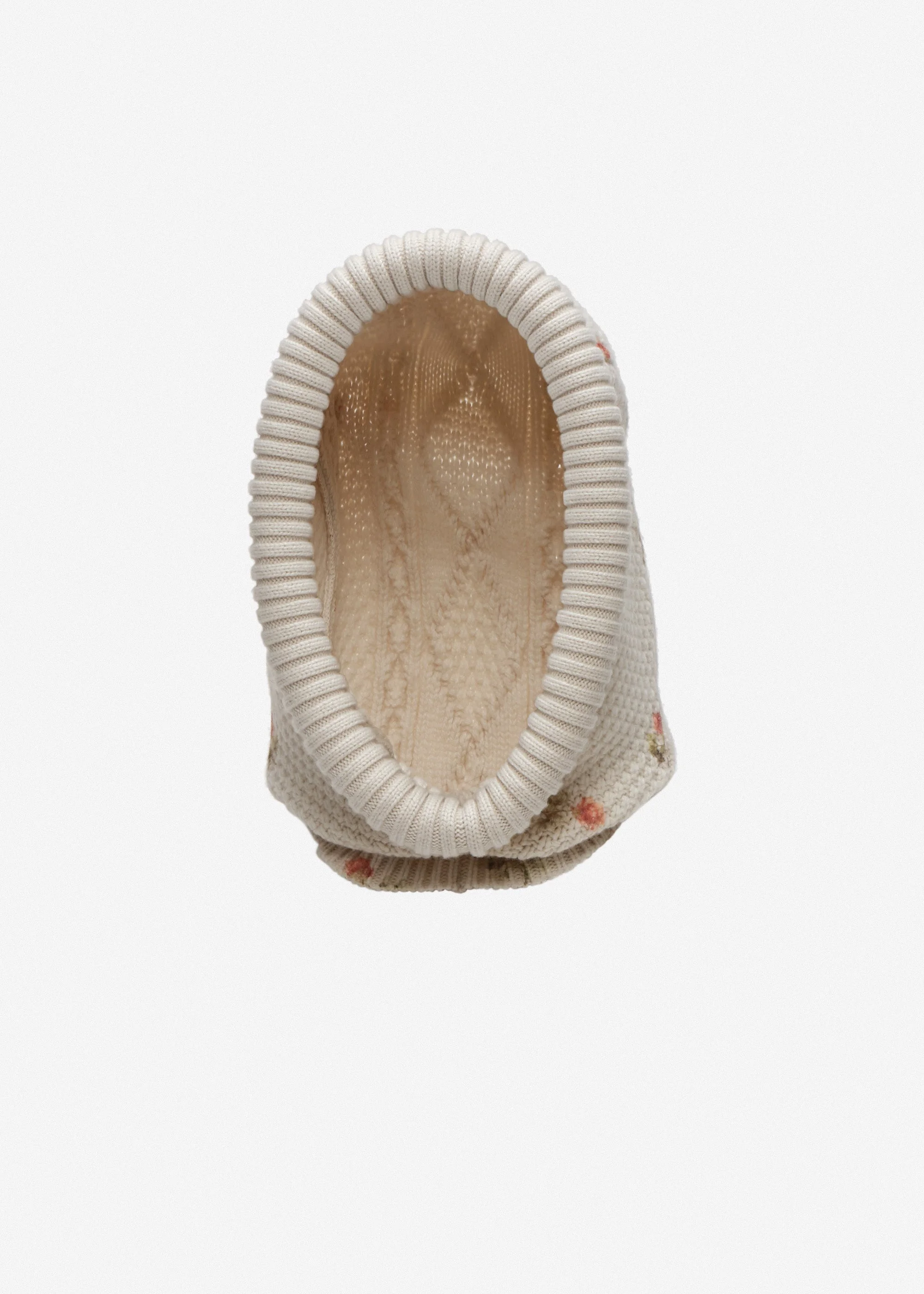 Floral cable knit balaclava in cream - 1