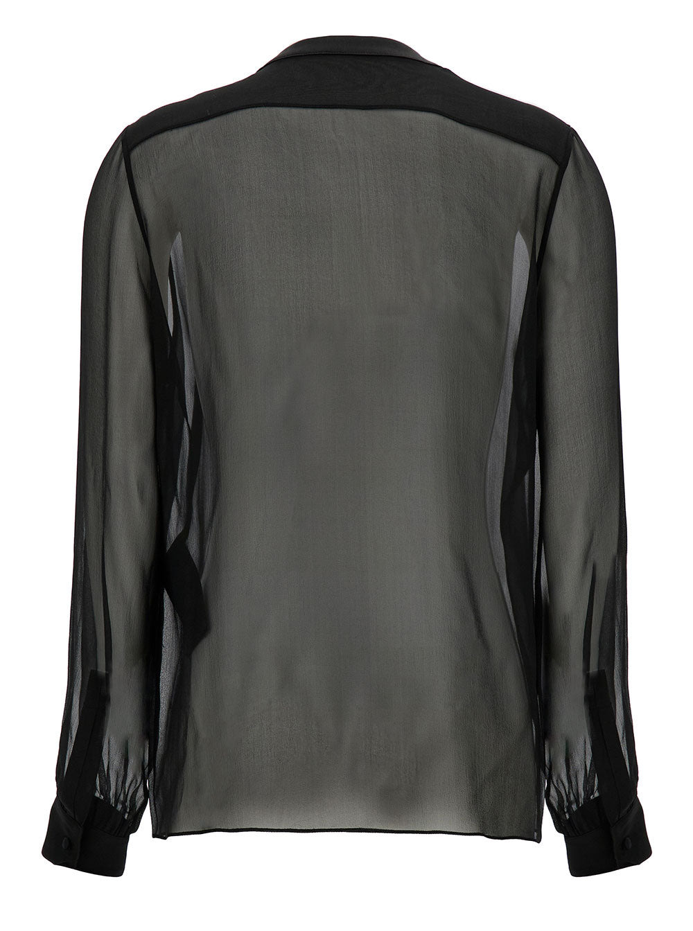 Saint Laurent Women Black Shirt With Bow Detail In Semi-Sheer Silk Woman - 2