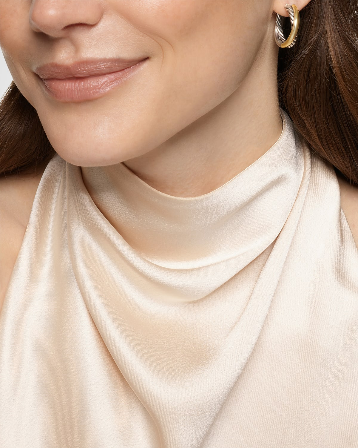 7mm DY Crossover Hoop Earrings in Silver - 2