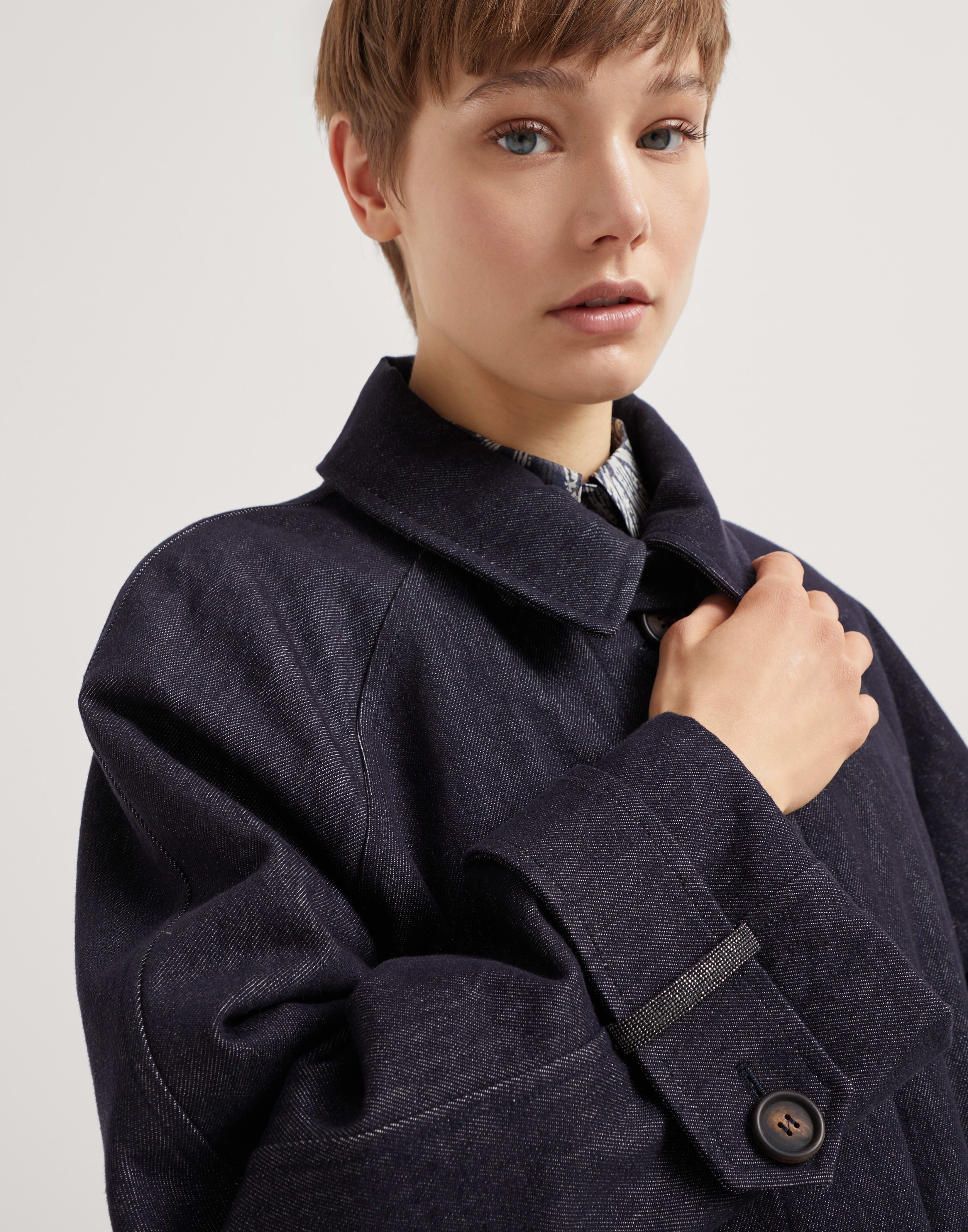 No-fade denim trench with Thermore® padding and shiny cuff details - 3
