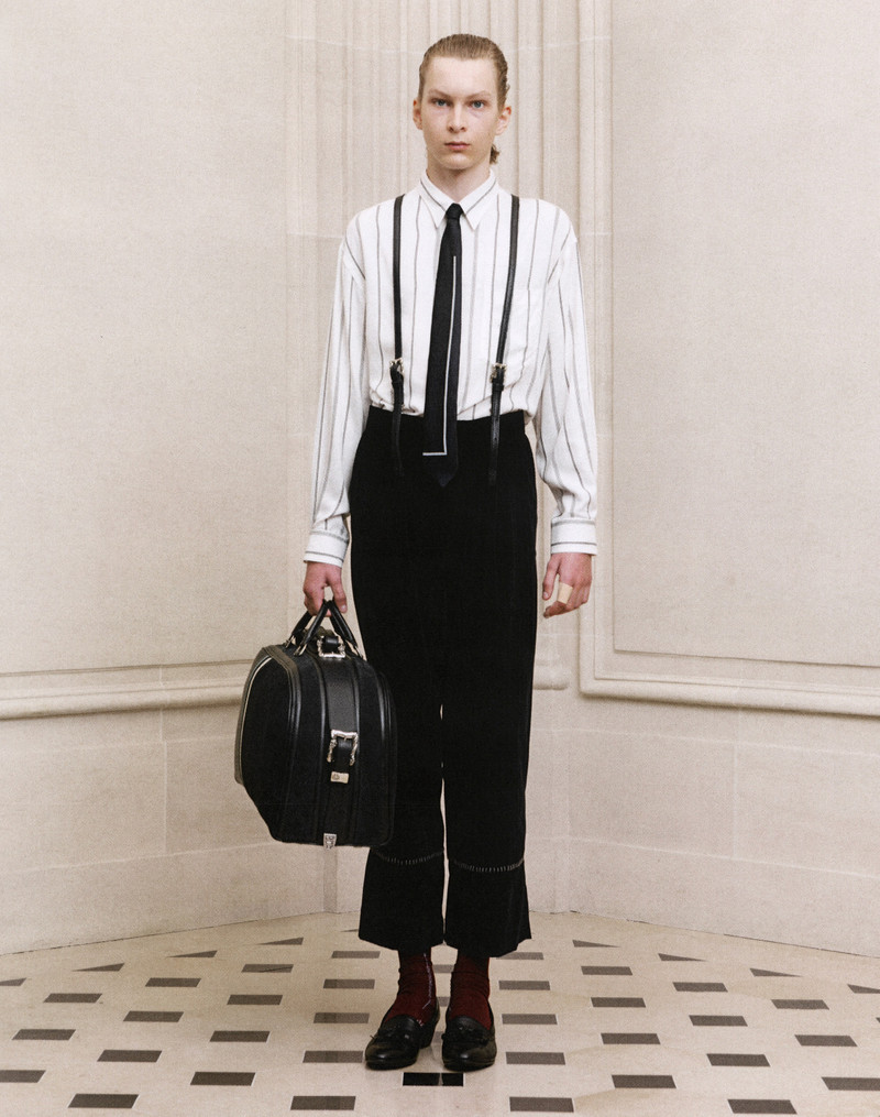 VELVET STRIPE CARROT LEG TROUSERS 3