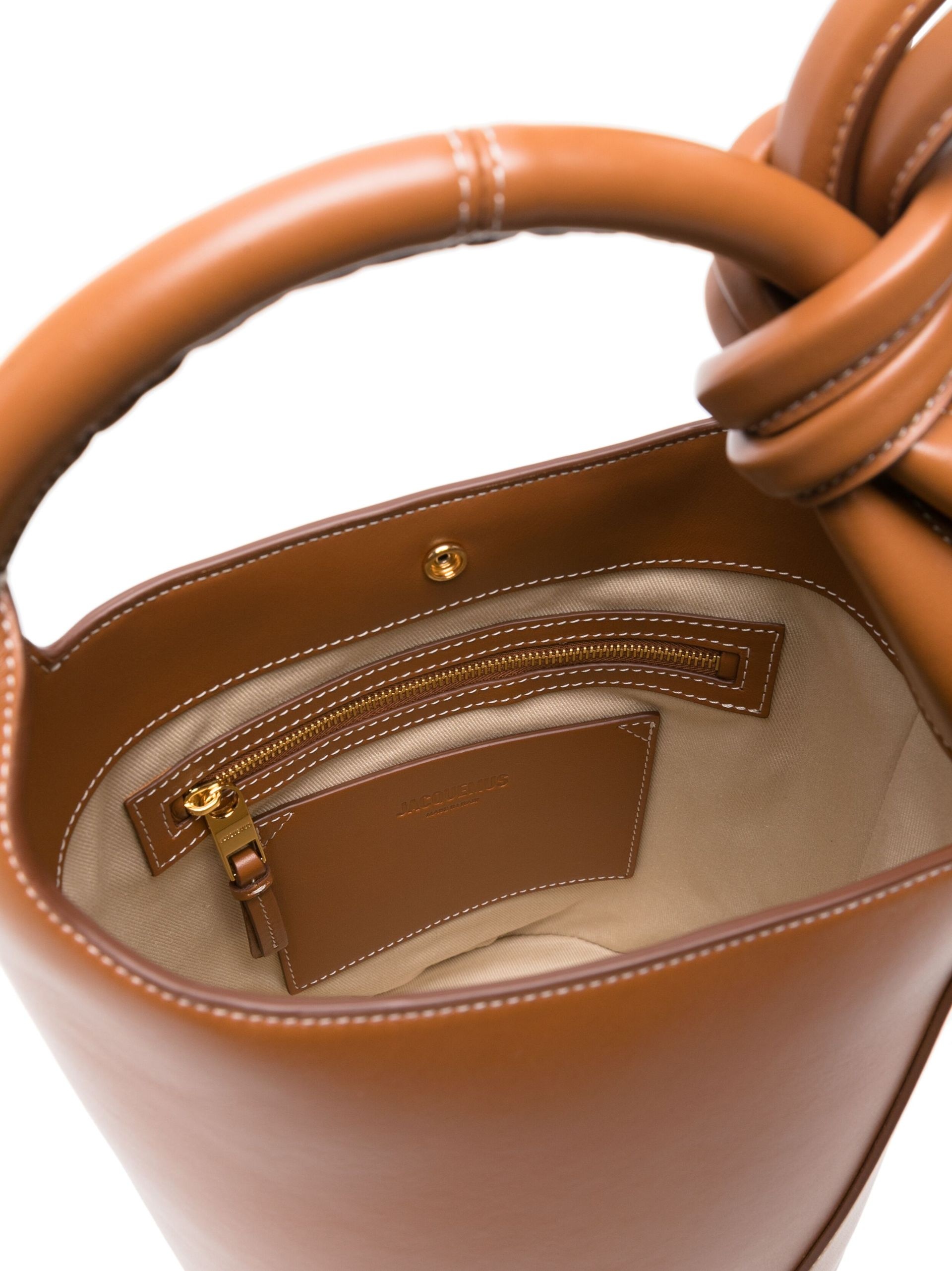 brown Le petit Tourni leather bucket bag. - 5