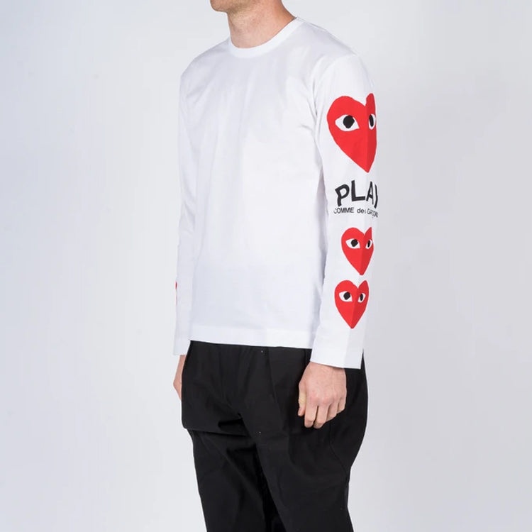 COMME des GARCONS PLAY  Printed Sleeve Long-Sleeve 'White' AZ-T260-051-1 - 4